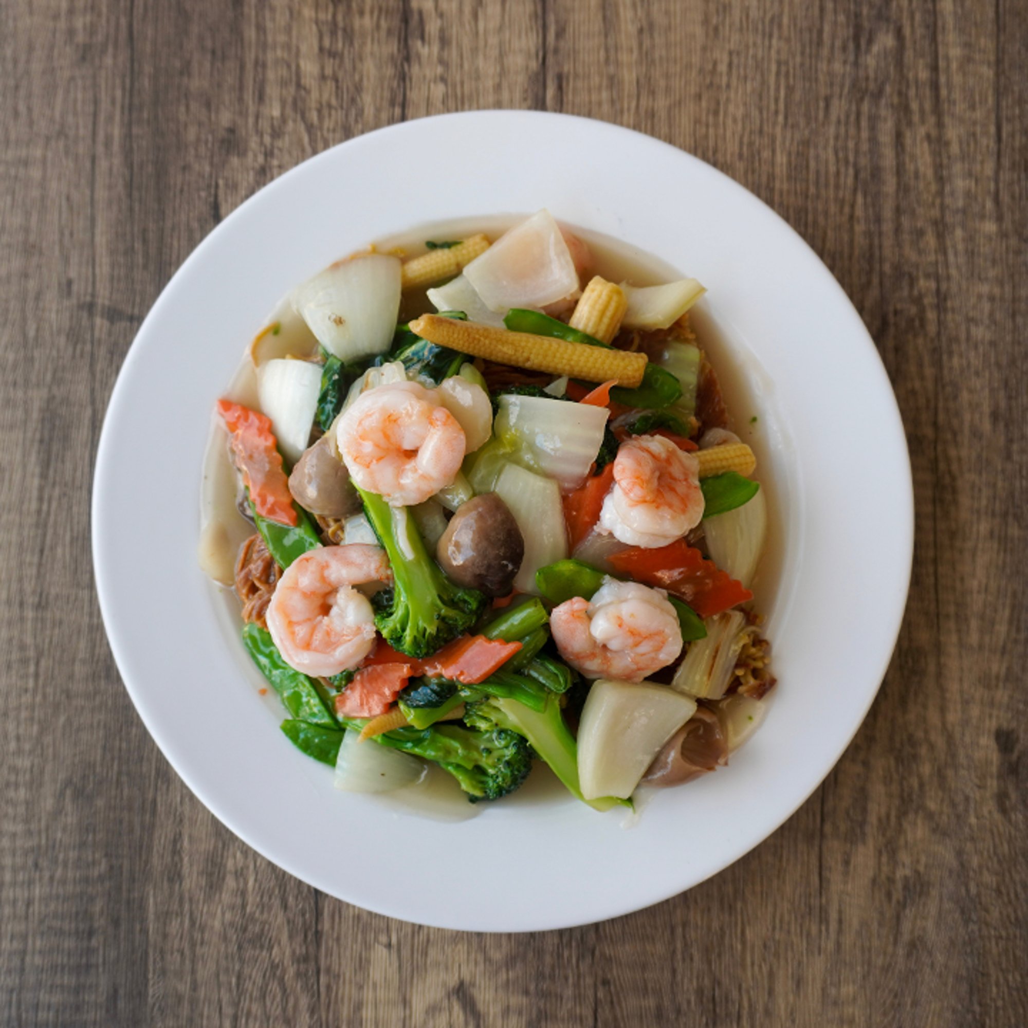 瓜菜虾炒面 141.Shrimp with Mixed Veg. Chow Mein