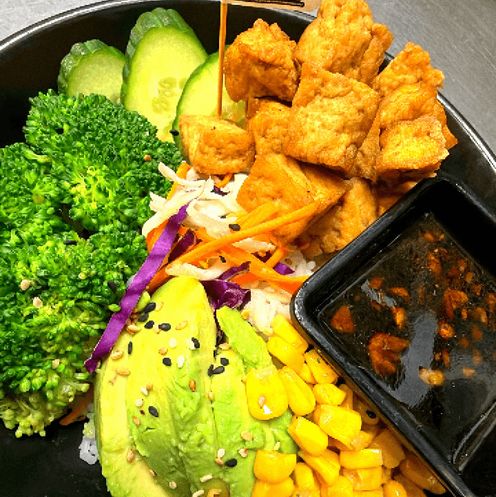 Crispy Tofu Teriyaki Bowl -