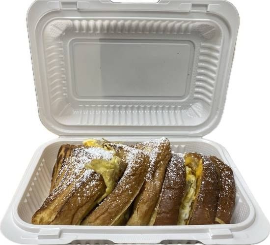 French Toast Holy Cow Stuffed with Sausage Eggs and Cheese