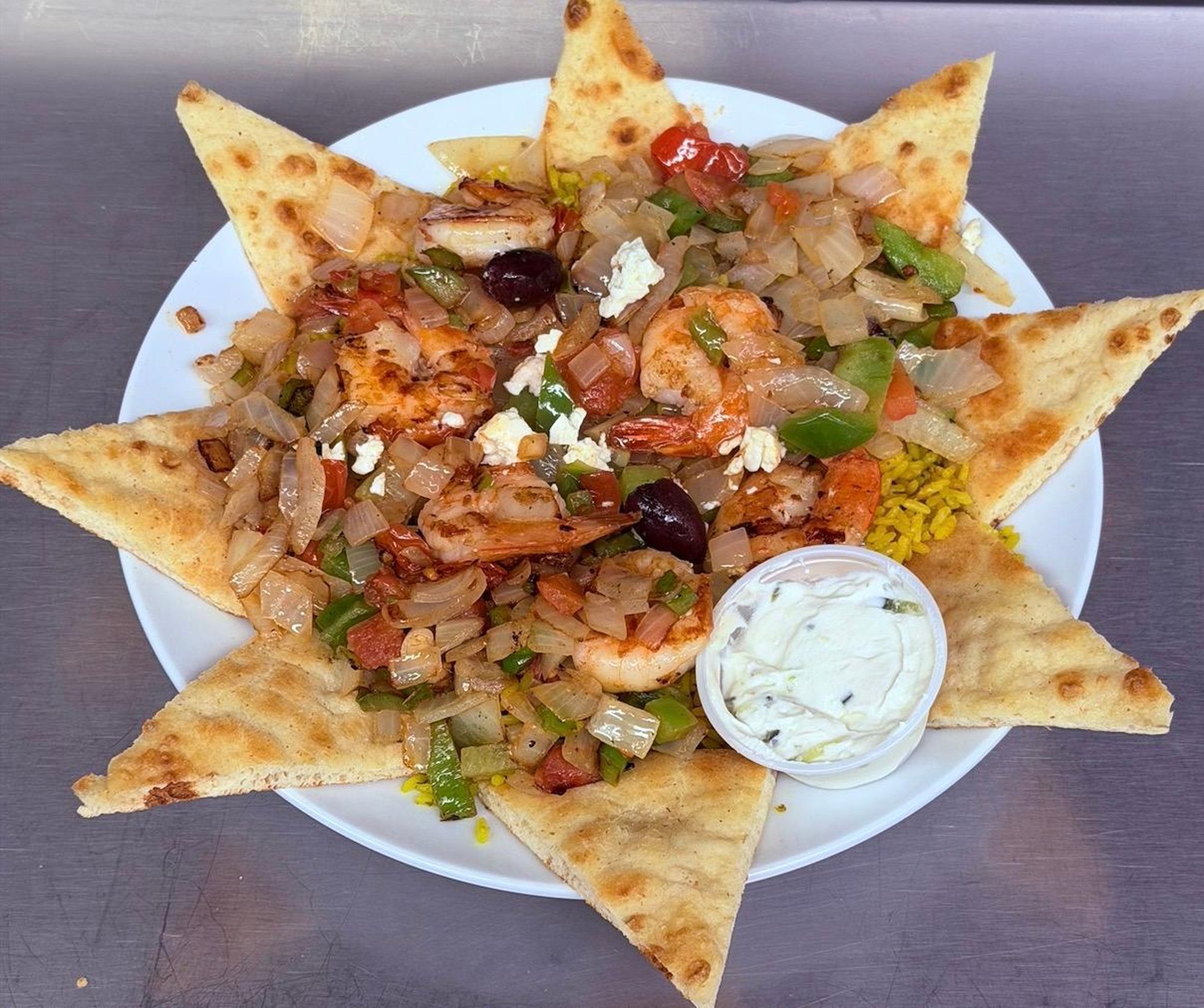 Shrimp Souvlaki Rice