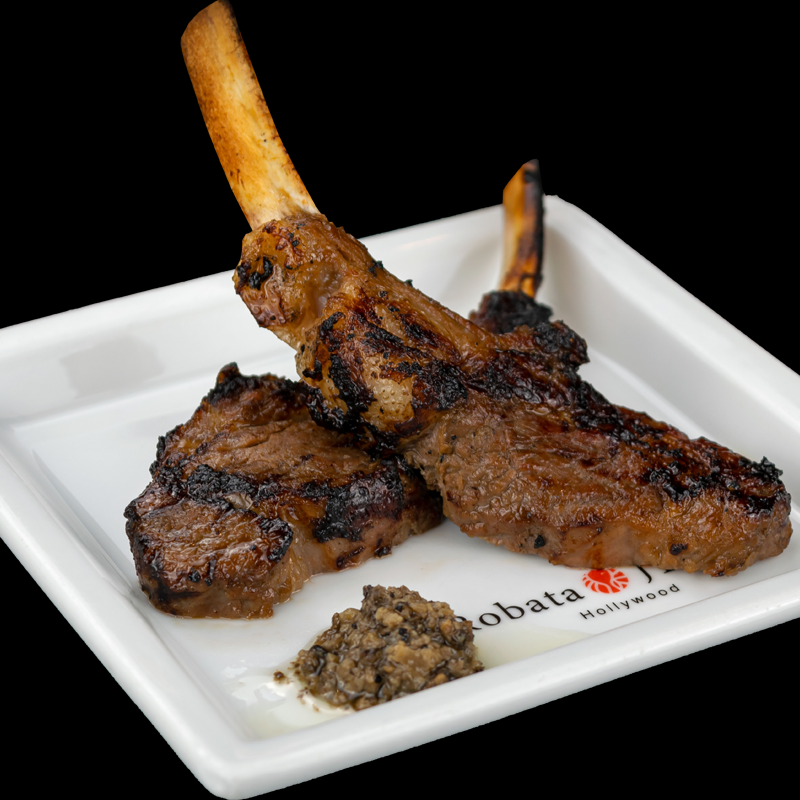 Click to expand image of Lamb Chop w/ Red Chili Sauce and Black Truffle Sauce