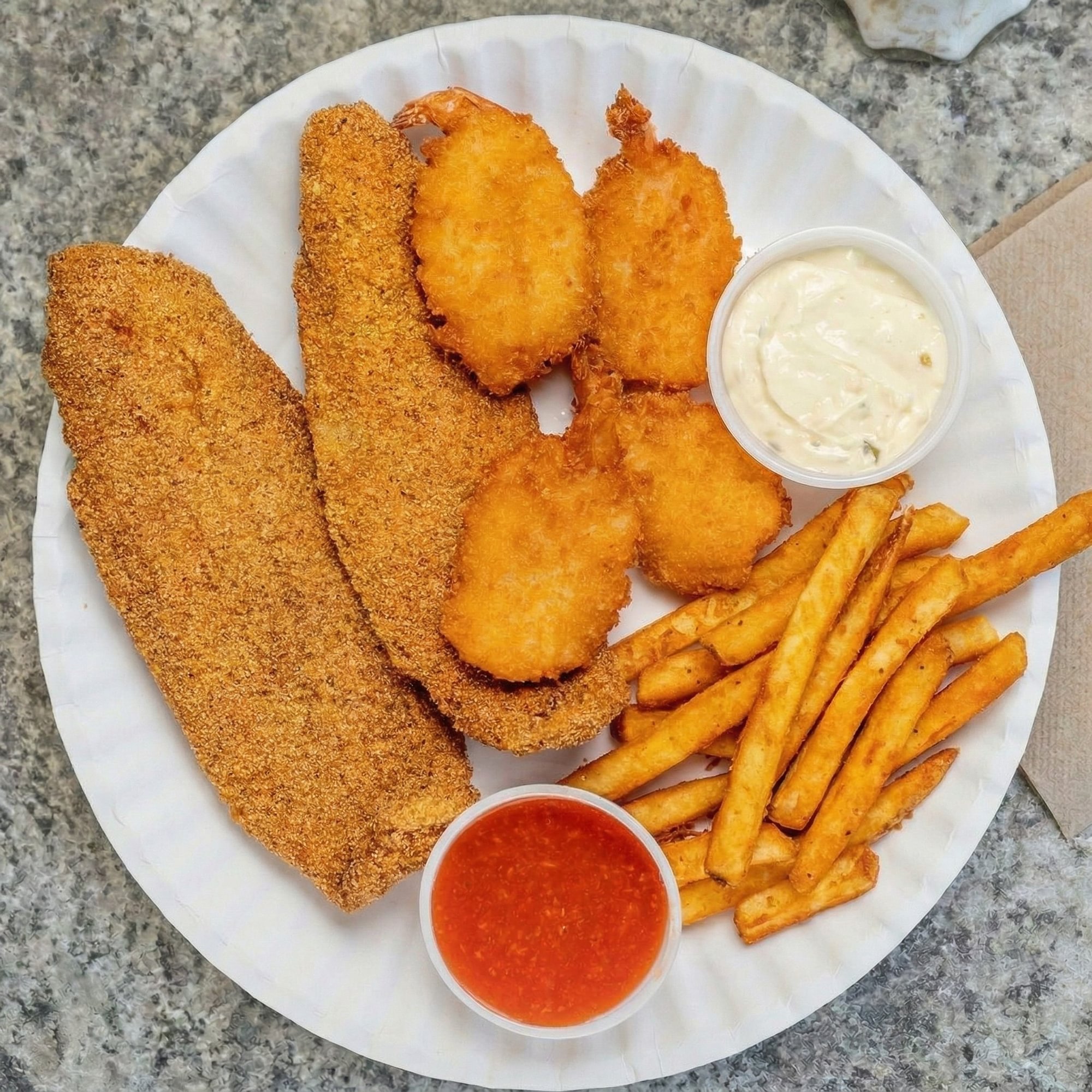 Seafood Sampler with Fries