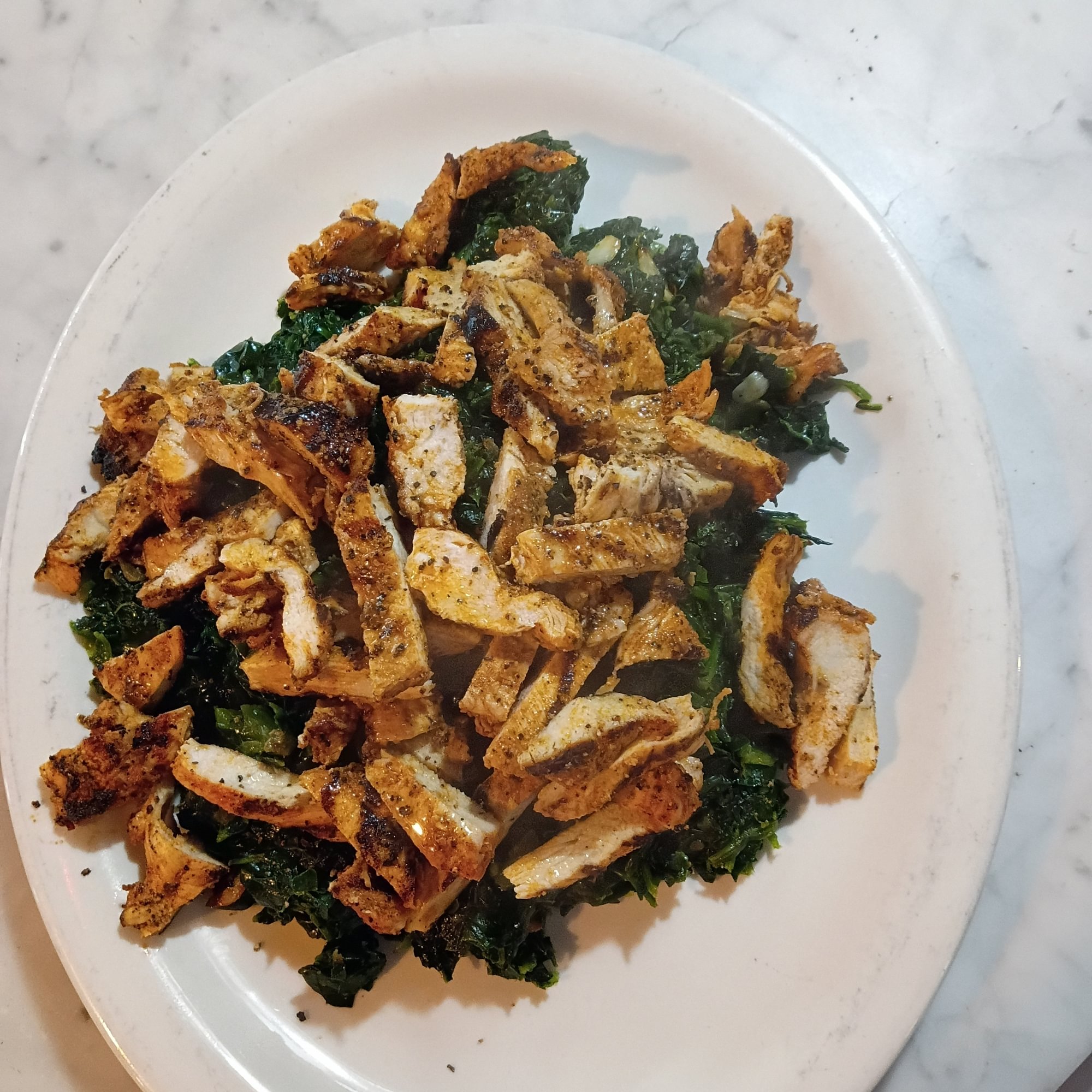 Grilled Chicken w/ Spinach Oil and Garlic