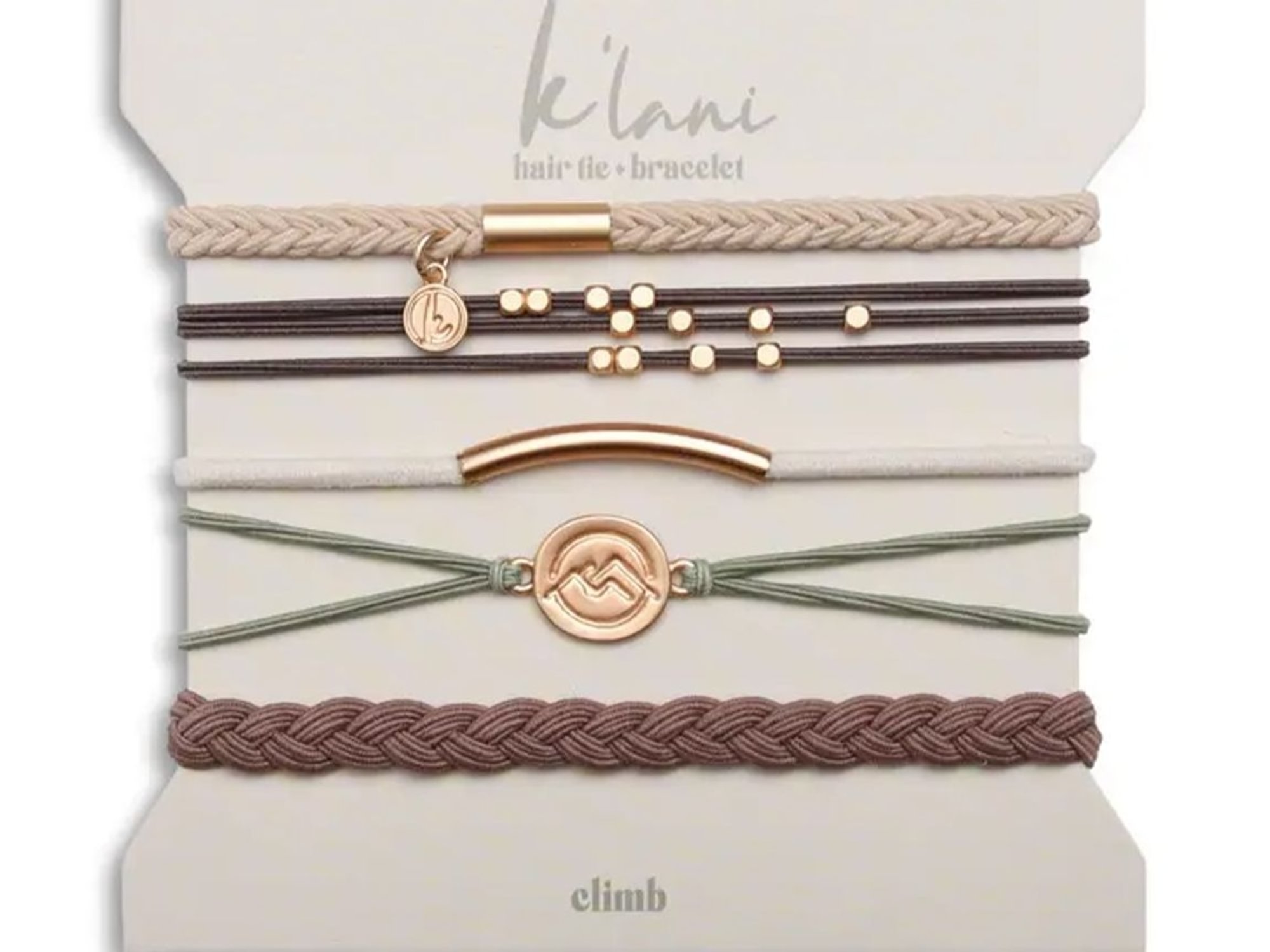"Climb" Gold Mountain Peak Charm Hair Tie Bracelets