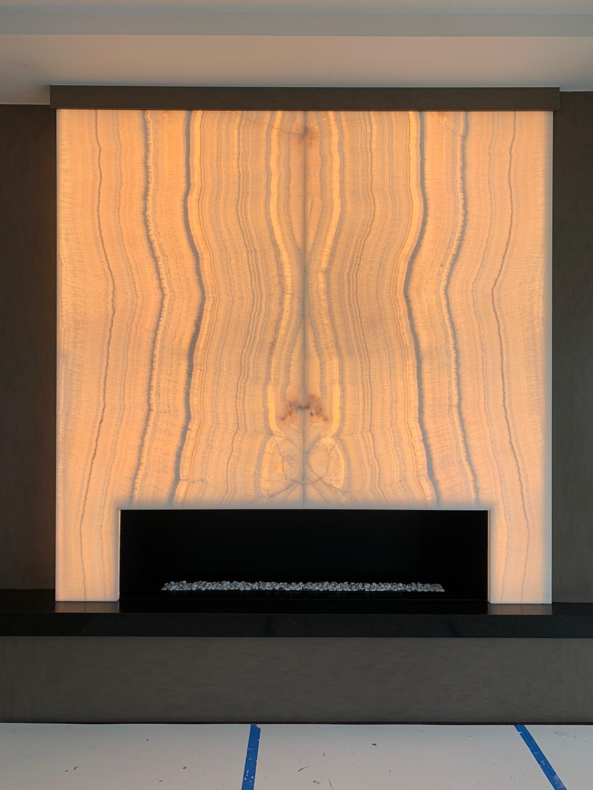 Backlit Onyx Fireplace