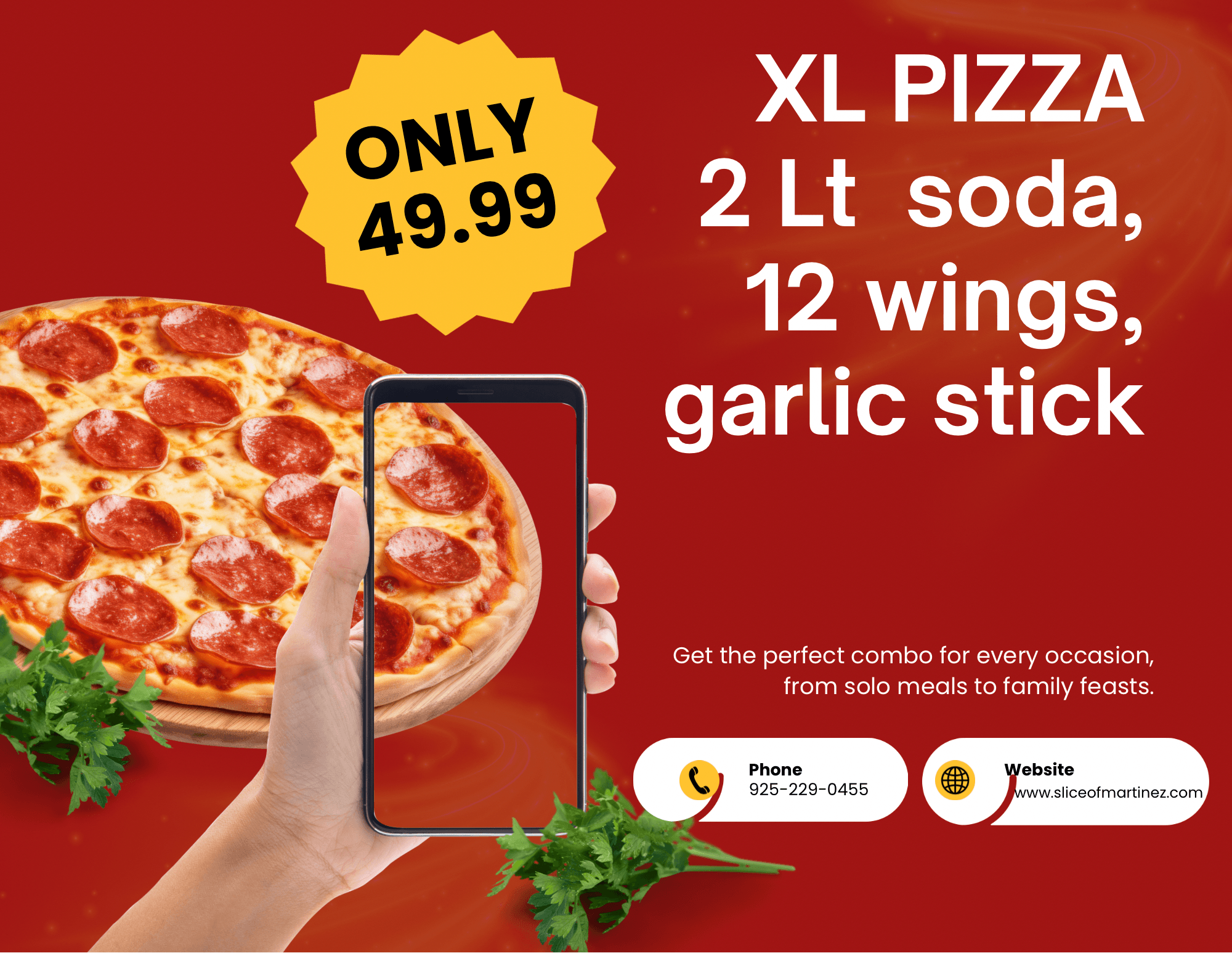 1 XL Pizza 1 Topping, 12 Wing, 2 Liter Soda, Small Garlic Stick