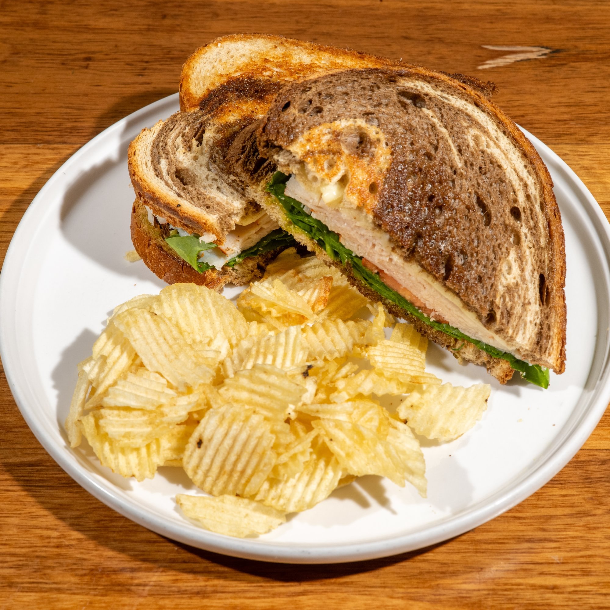 Turkey Pesto with Fontina Cheese & Lettuce and Tomato Sandwich