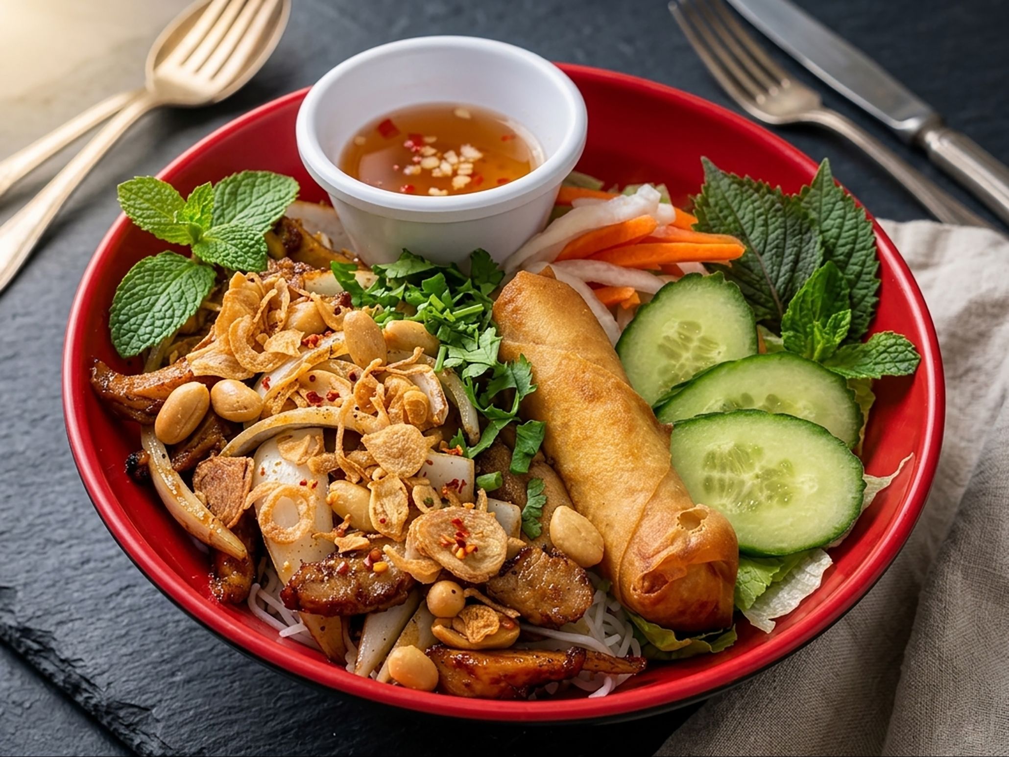 V7. Caramelized Ginger Chicken Vermicelli Salad
