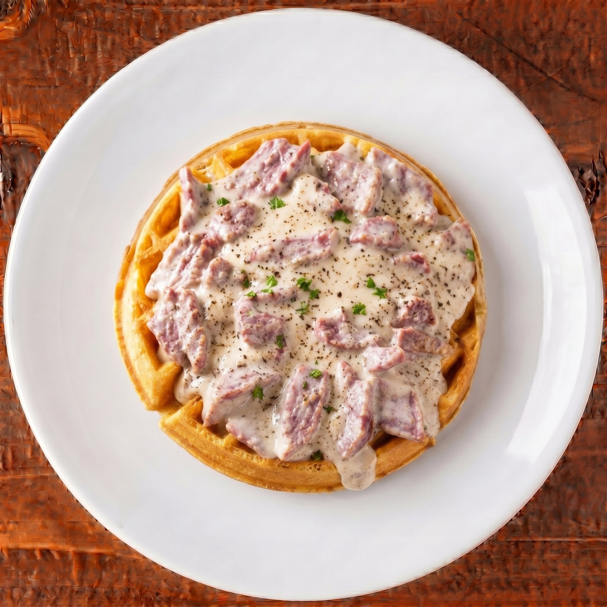Creamed Chipped Beef Waffle