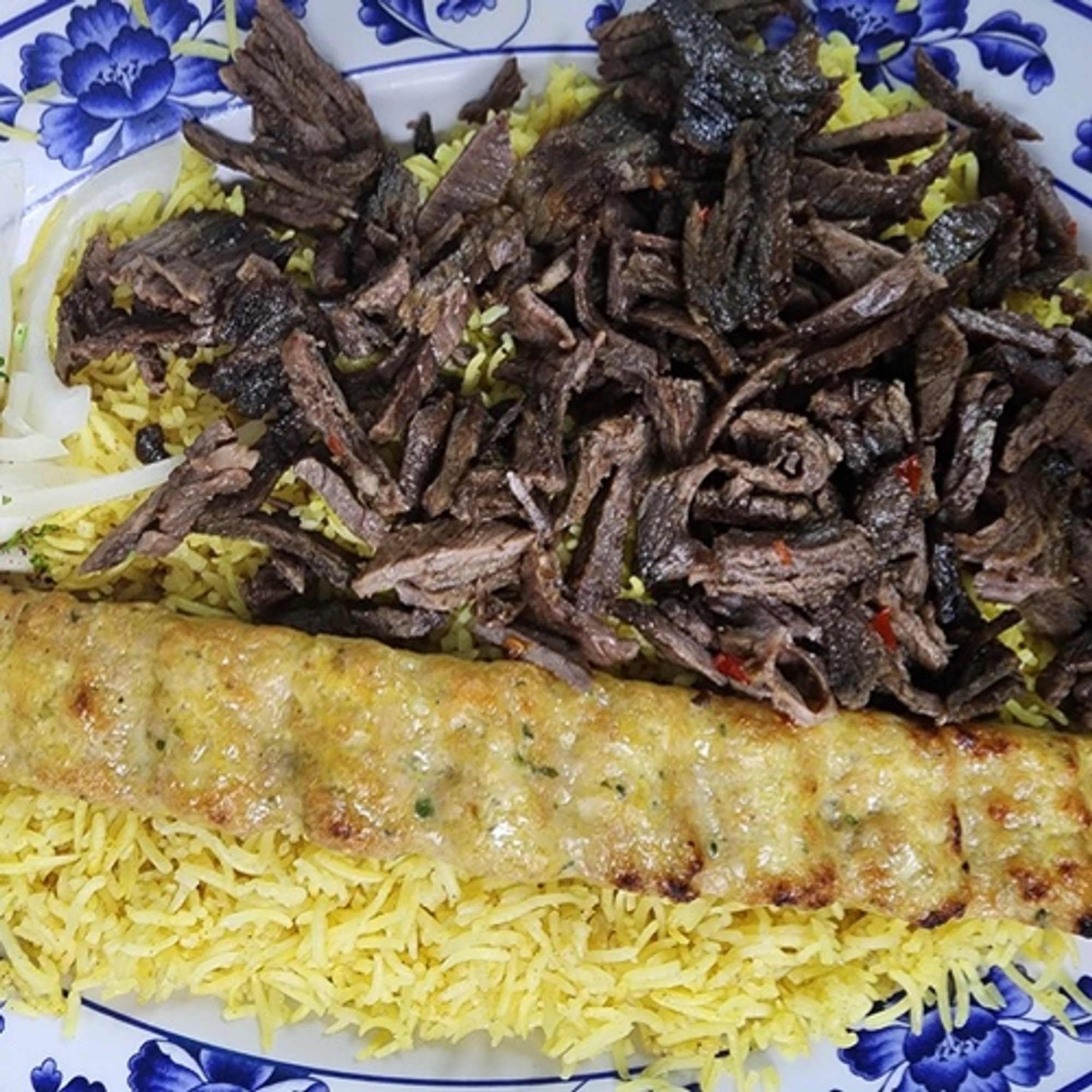 Chicken Kofta Kabab with Beef Shawarma Platter