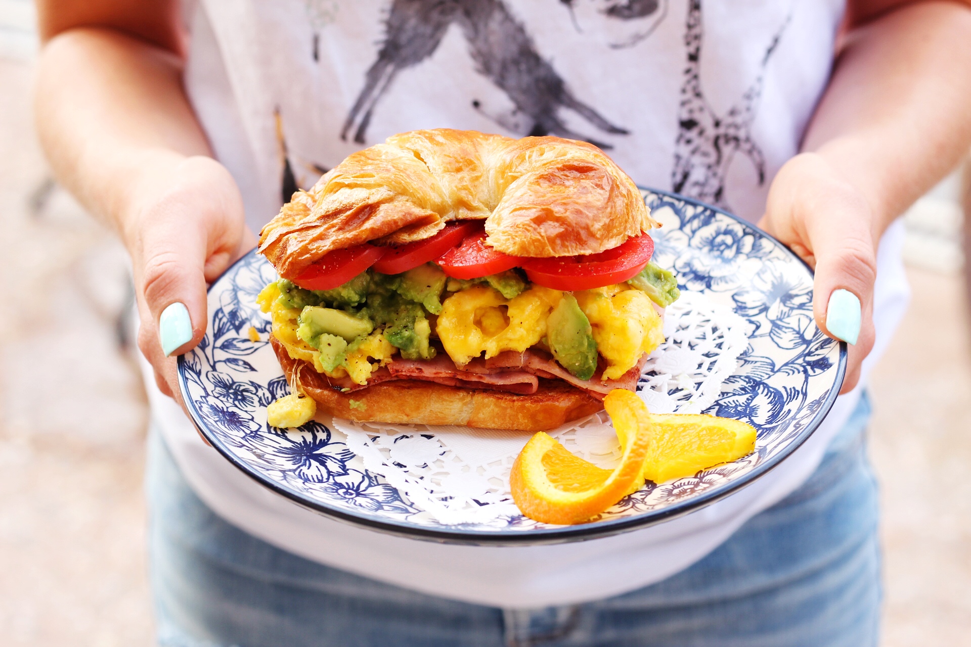 Vegetarian Breakfast Croissant Sandwich