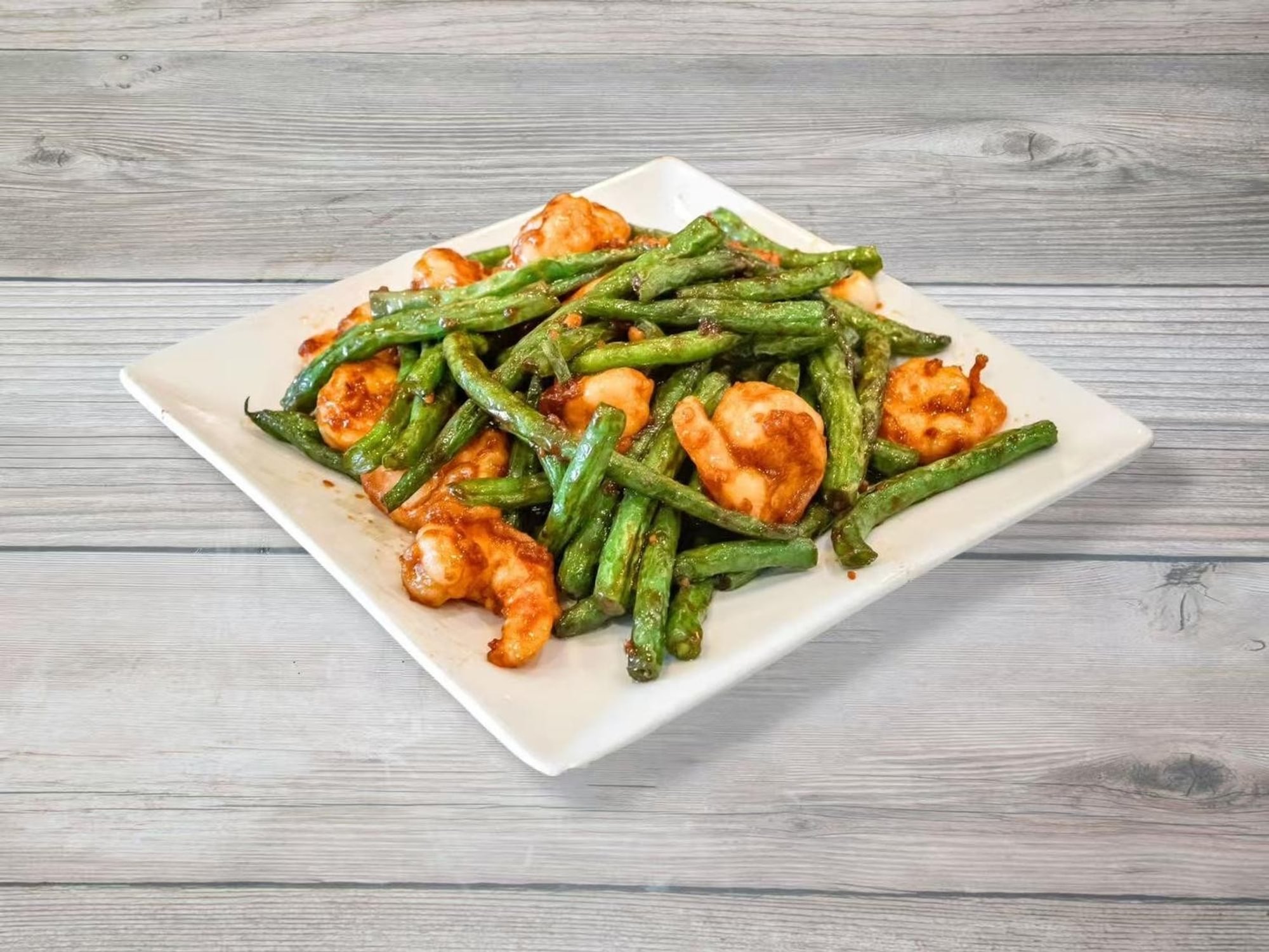 String beans with shrimp (dinner) / 四季豆炒虾（晚）