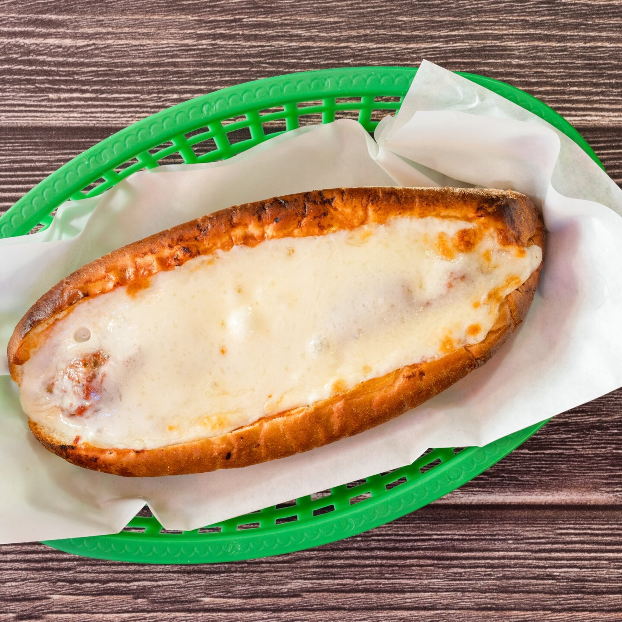 Mild or Hot Italian with Green Pepper, Onion, & Cheese Hot Sandwich