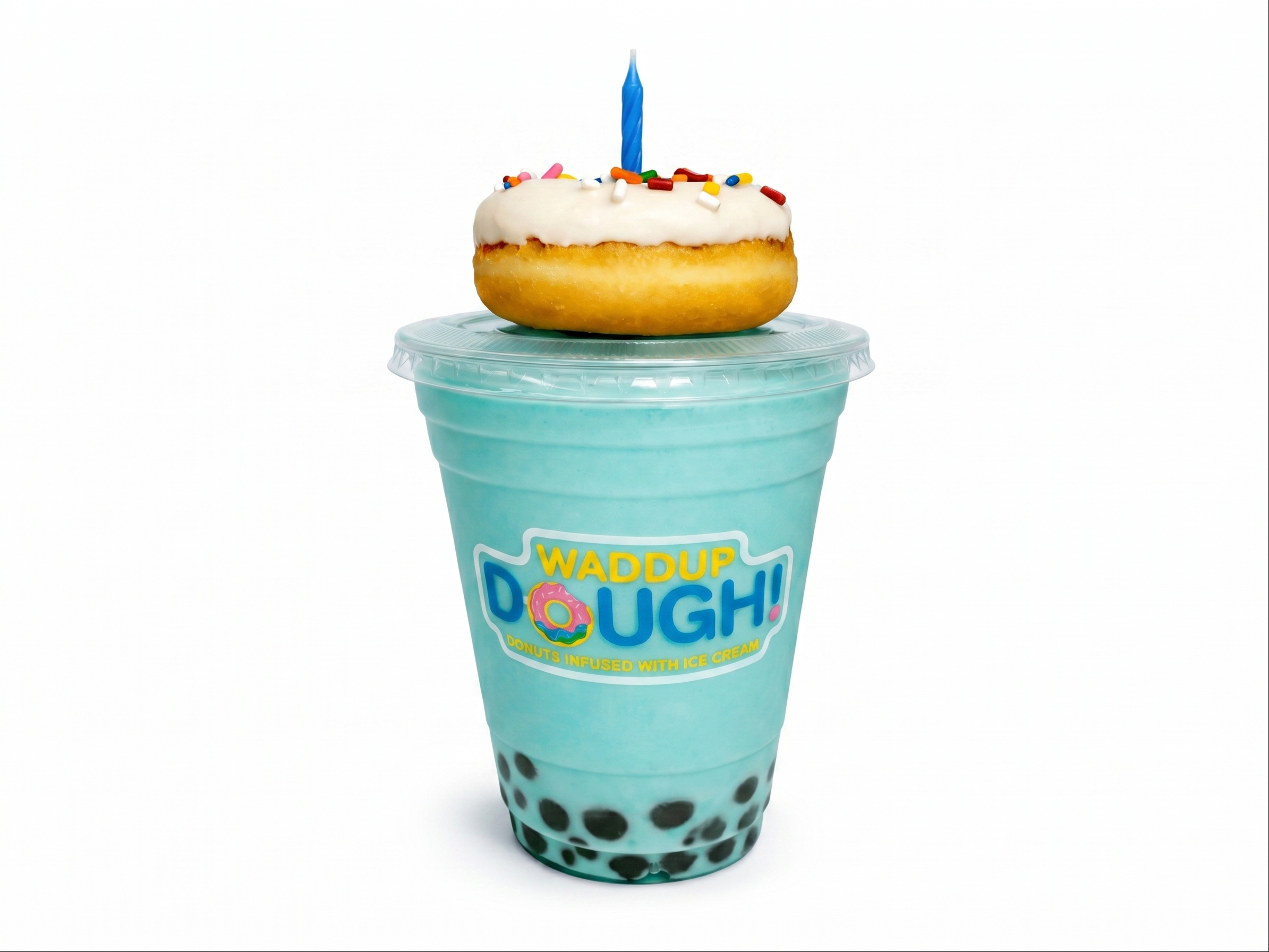 Blue Hawaii Shake w/ Boba + Donut