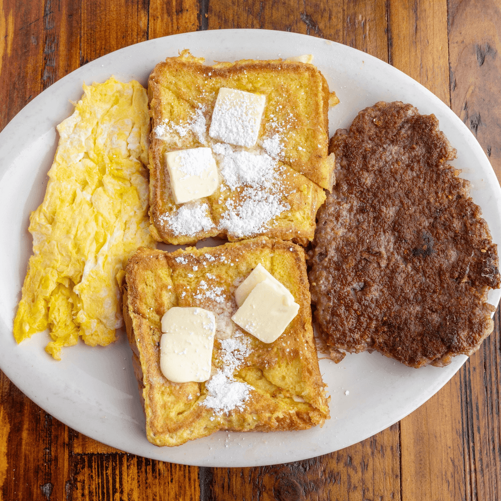 French Toast with Meat and 2 Eggs