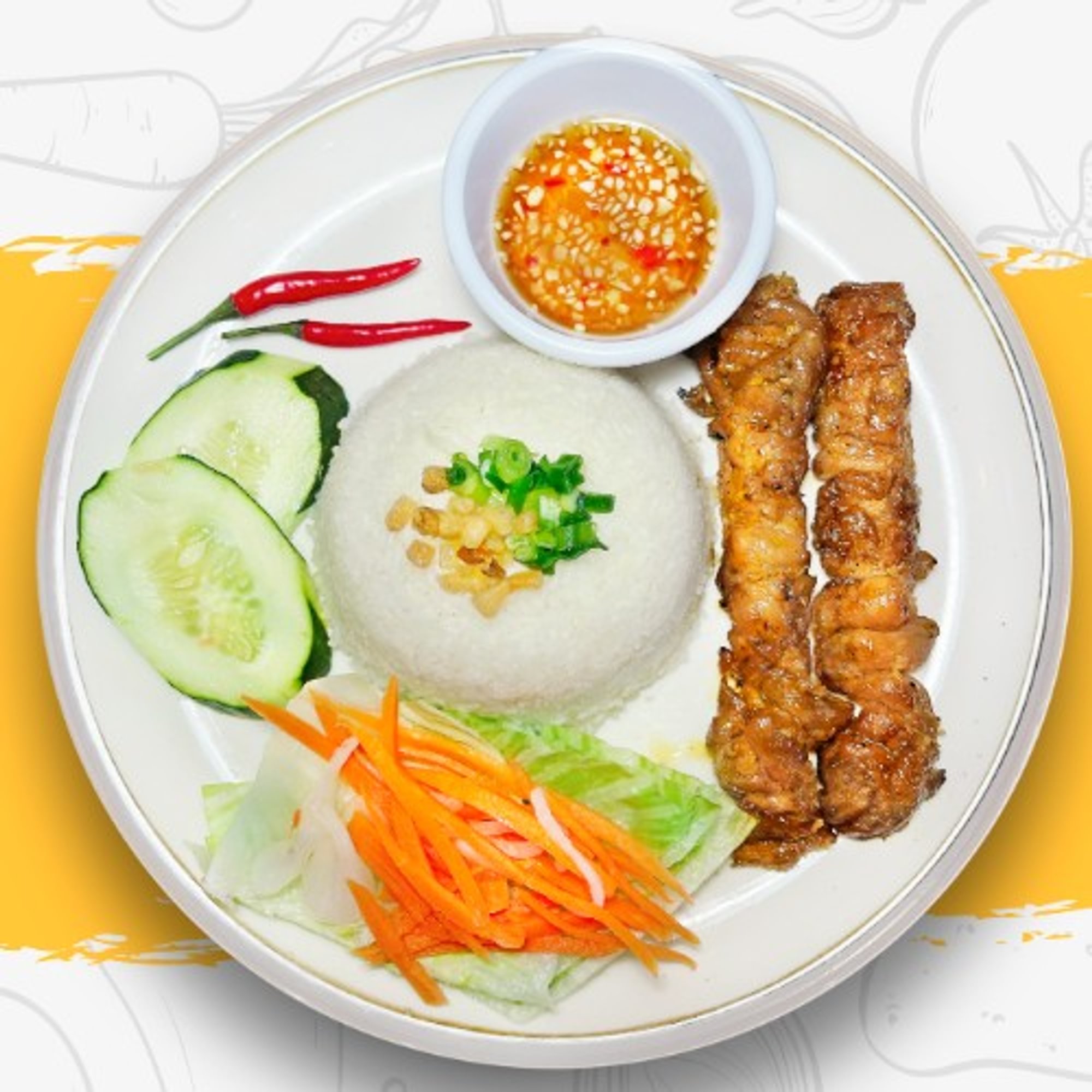 Cơm Tấm Thịt Xiên Nướng (Grilled Pork)