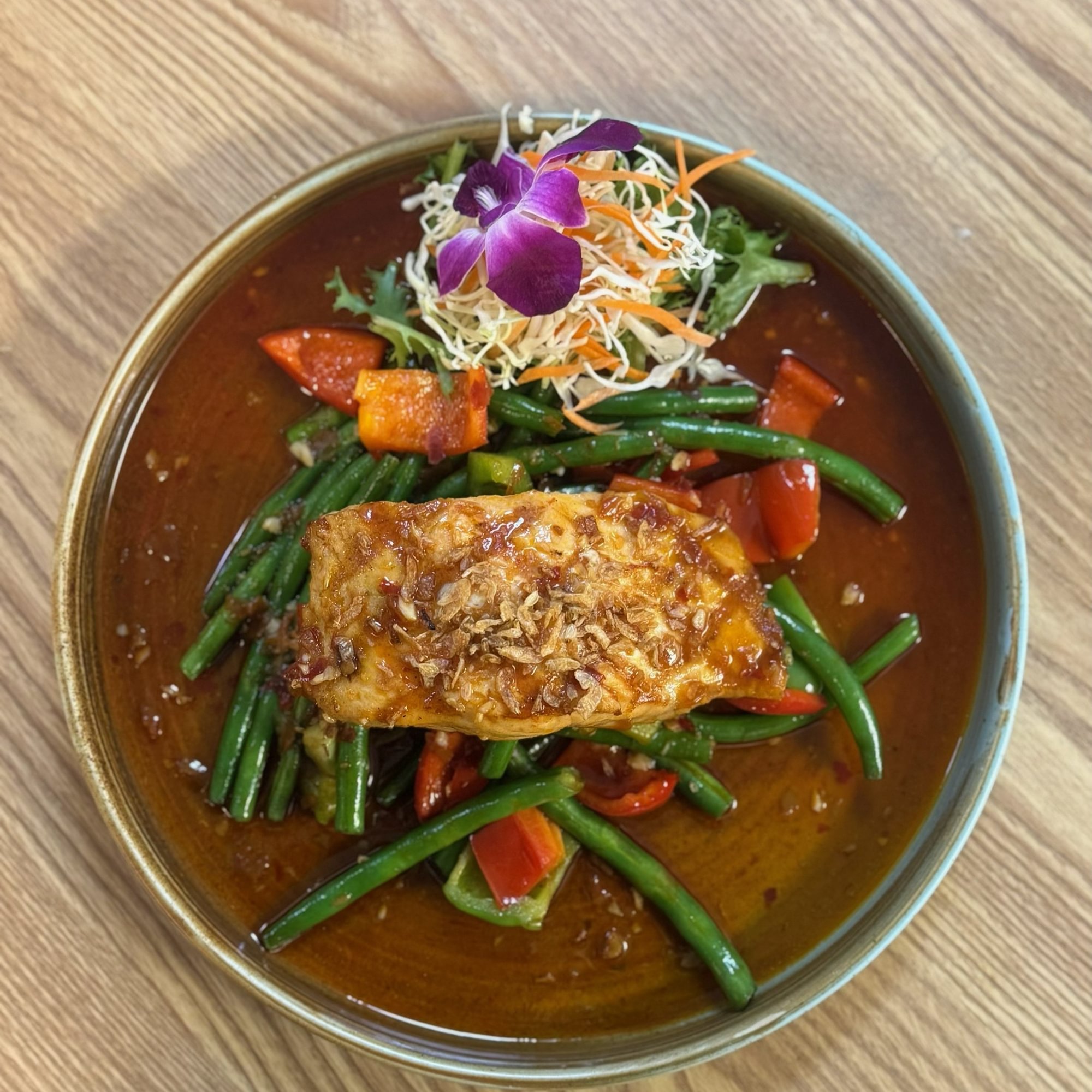 Salmon and Green Beans with XO Sauce