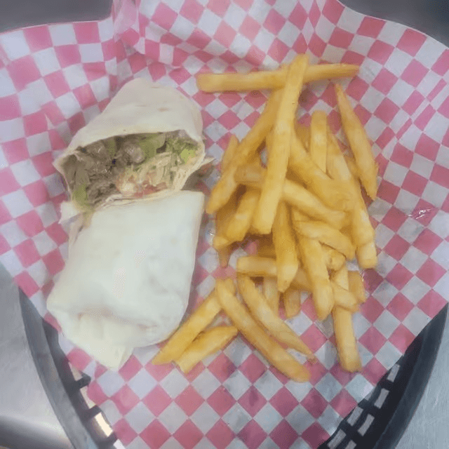 Philly Cheesesteak Wrap W/ Half Order French Fries