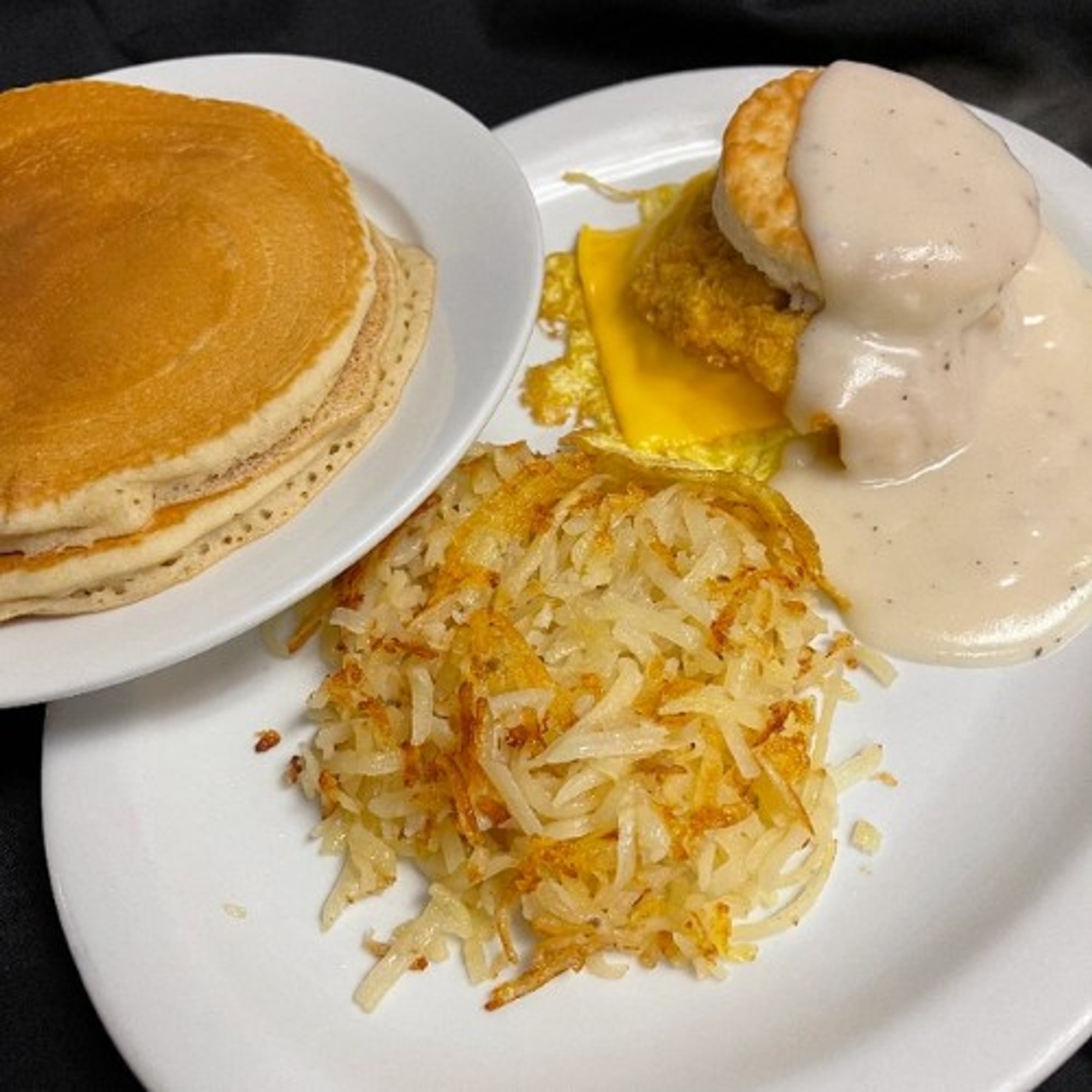 Chicken Biscuit with 2 Pancakes