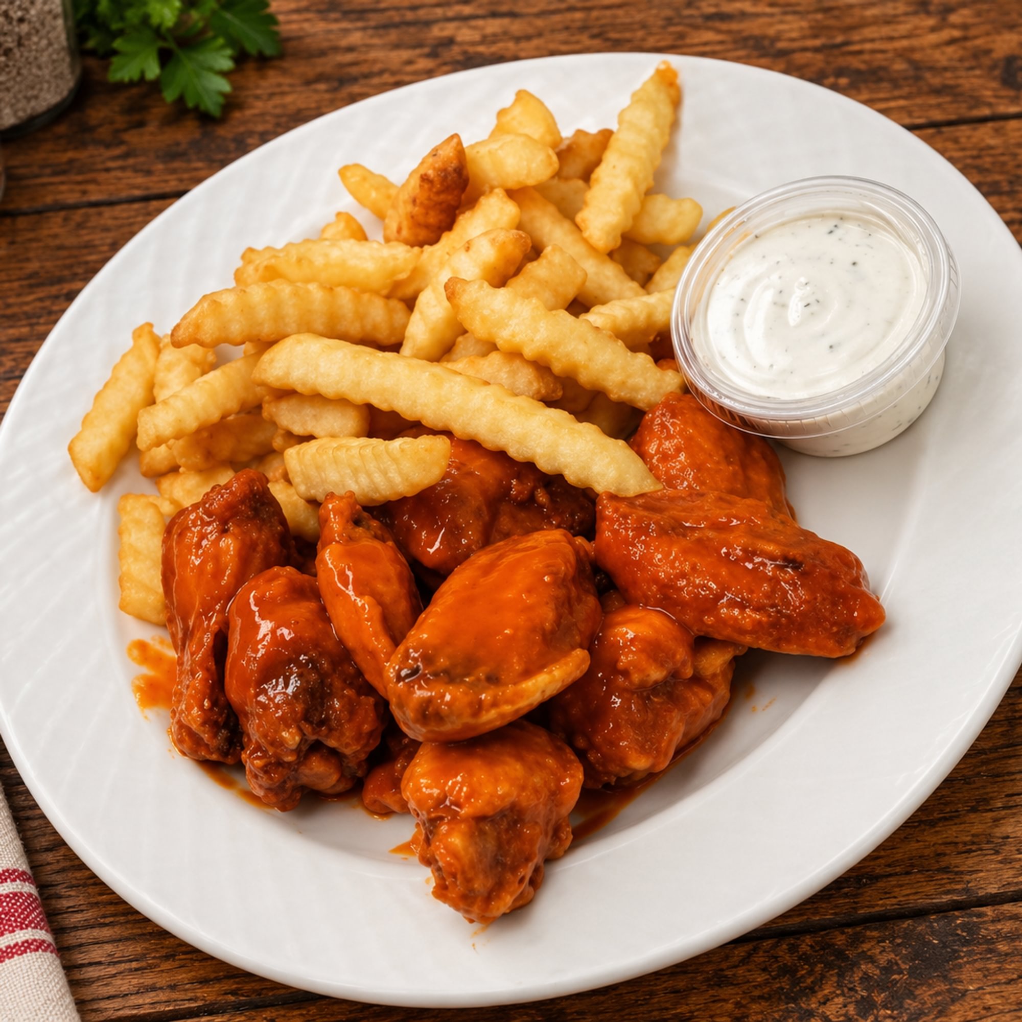 8 Wings with Fries and Ranch Dressing