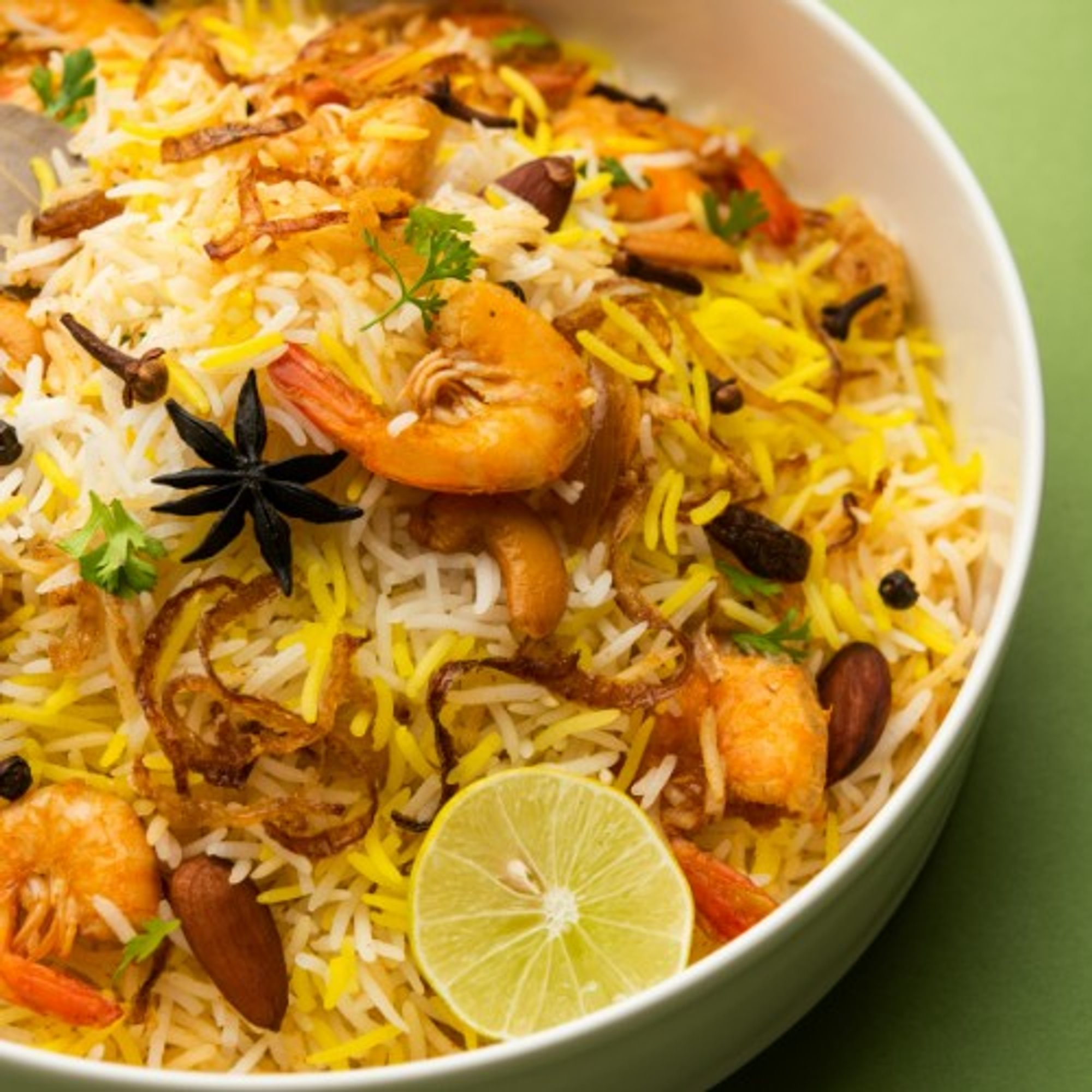 Shrimp biryani