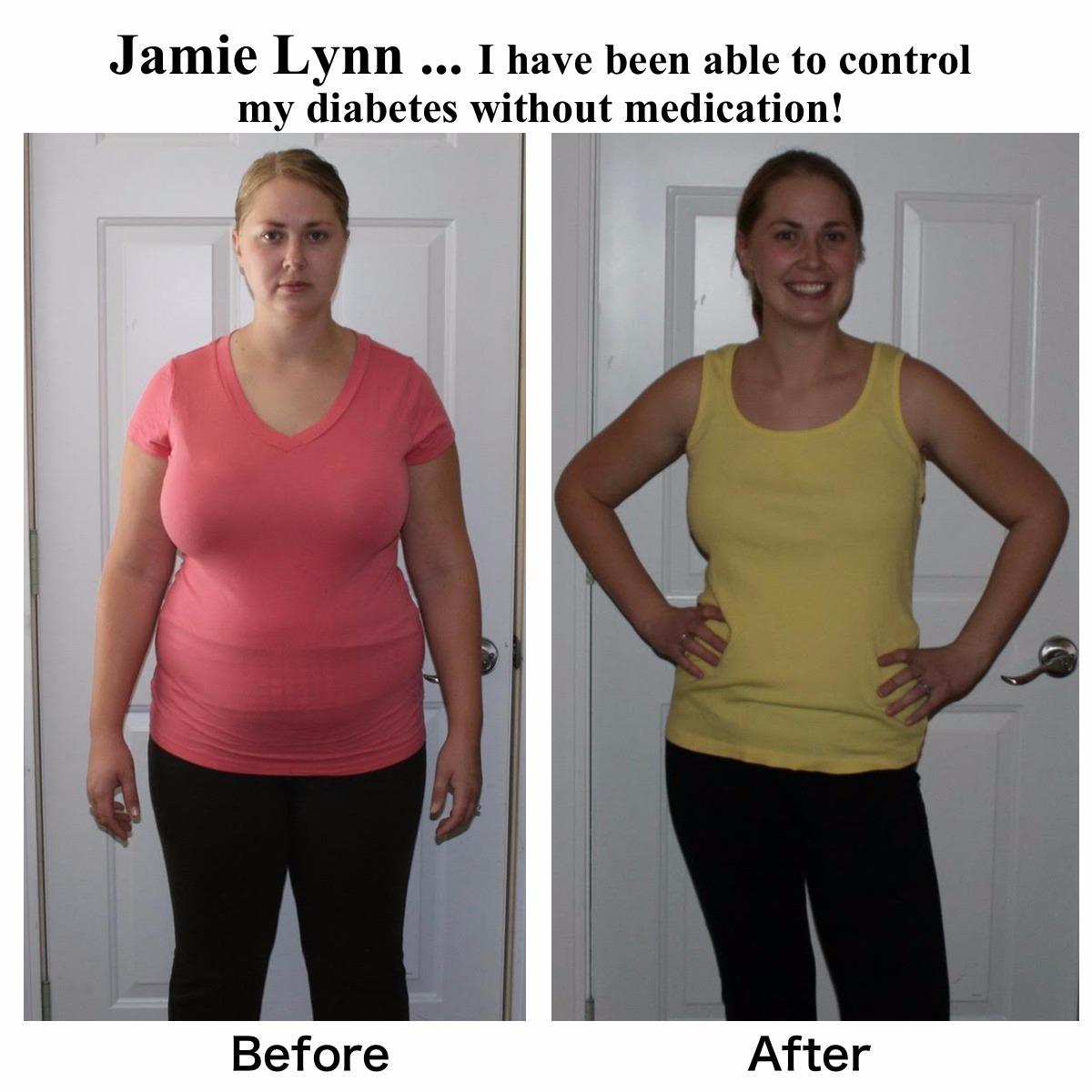My name is Jamie Lynn - I have been diabetic for 5 years. In two weeks I was able to control my diabetes without medication on this protocol.