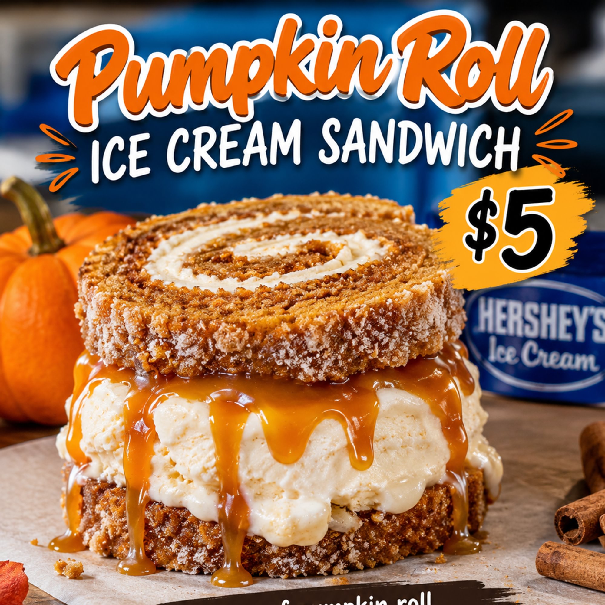 Pumpkin Roll Ice Cream Sandwich