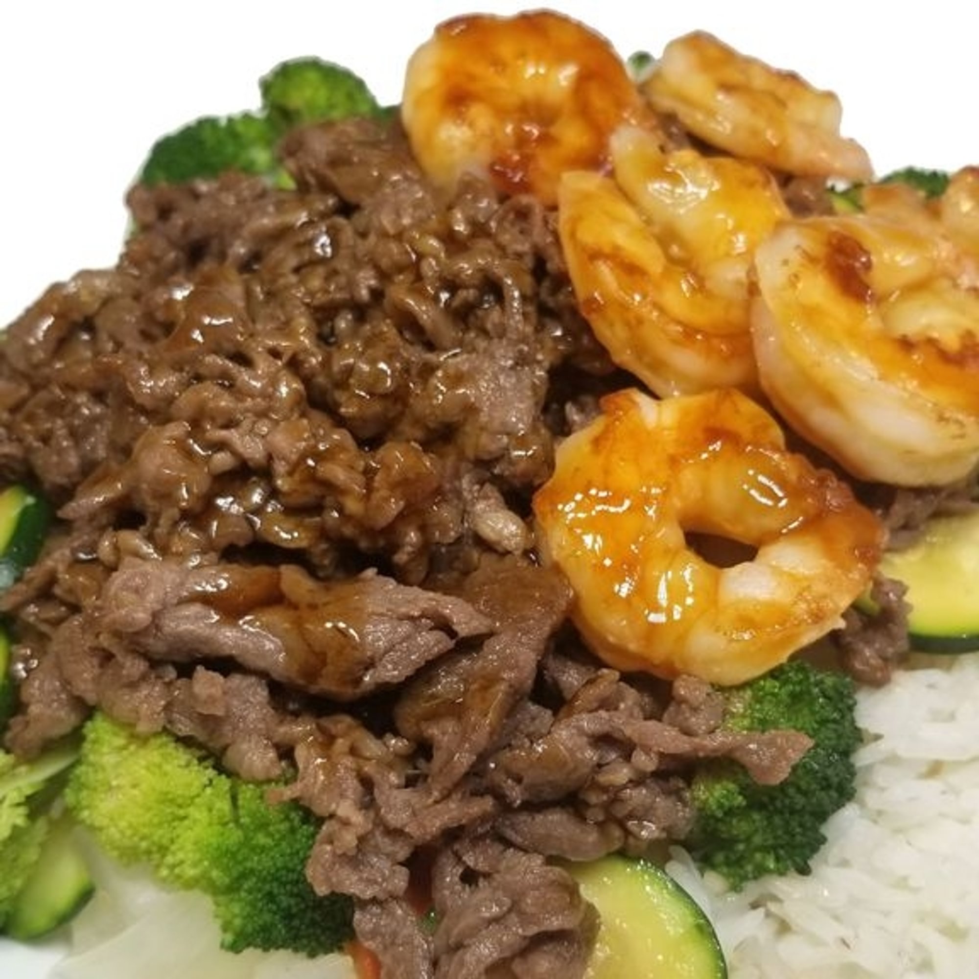 A5. Beef & Shrimp Teriyaki Bowl (D)
