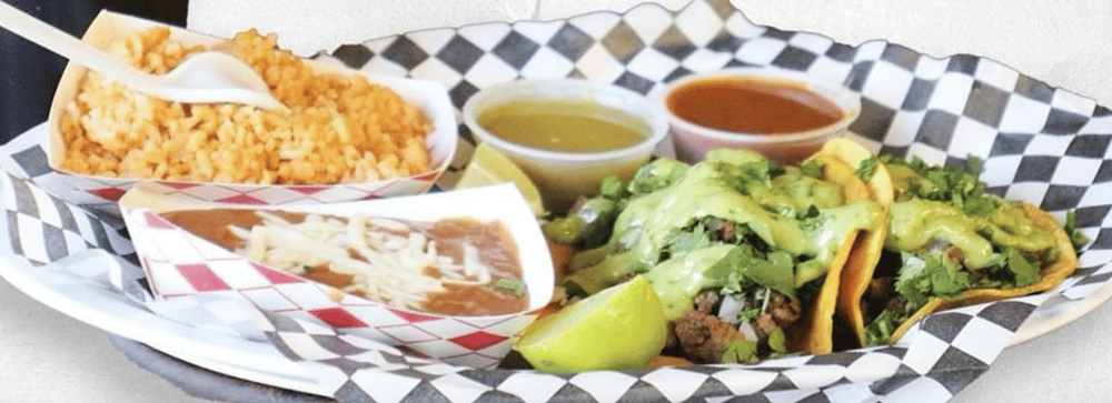 2 Street Tacos, Rice and Beans & Fountain Drink