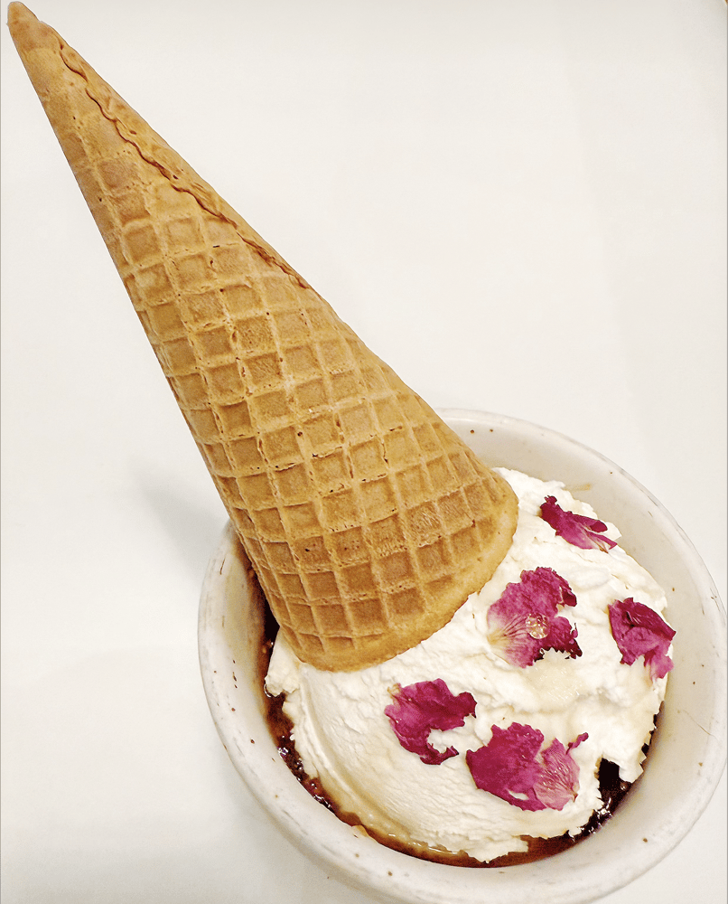 Yogurt Pressé Cone with Fig Jam 冷萃干噎酸奶甜筒