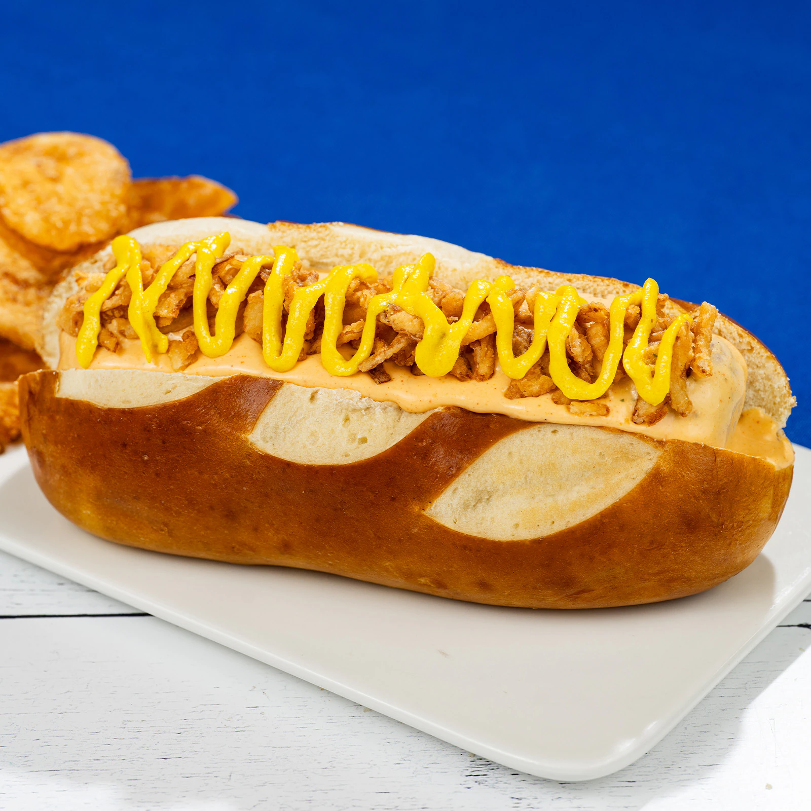 Cheesy Garlic Pretzel Dog