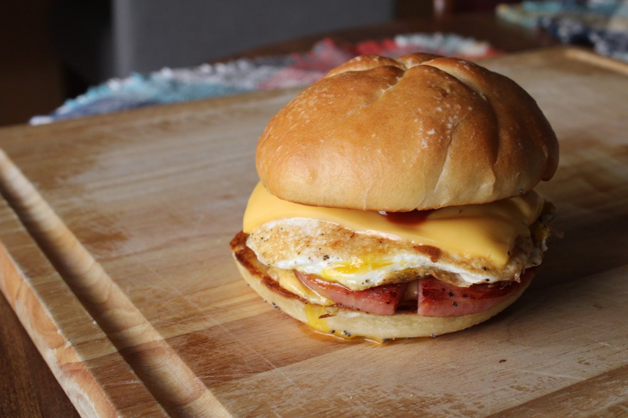 Taylor Ham with 2 Eggs and Cheese Sandwich