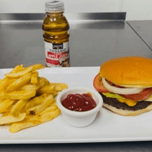 Hamburguesa Con Papas Y Jugo