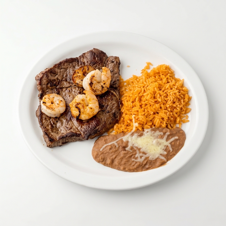 Steak Con Camarones
