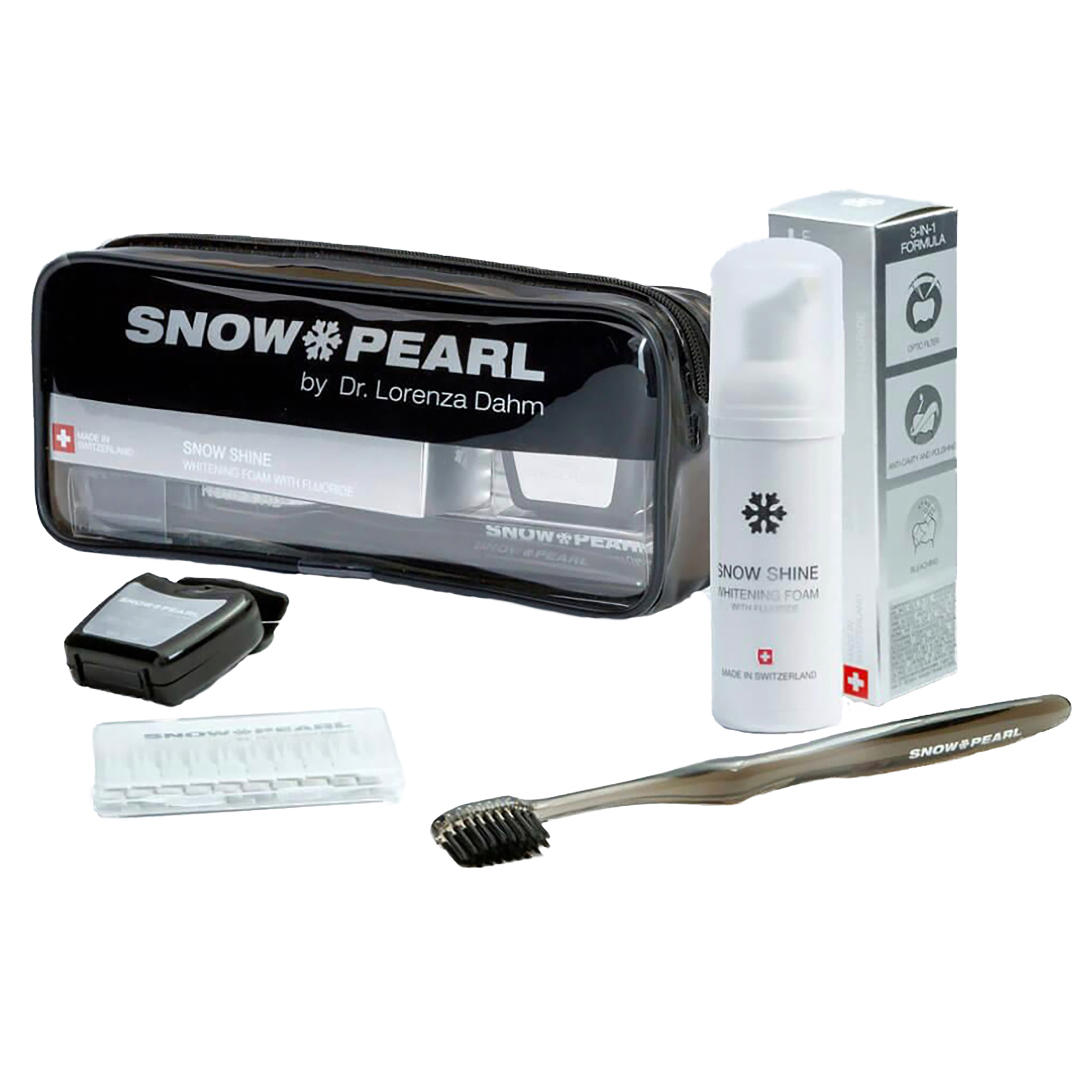 Travel Kit mit SNOW SHINE Whitening Foam Schwarz