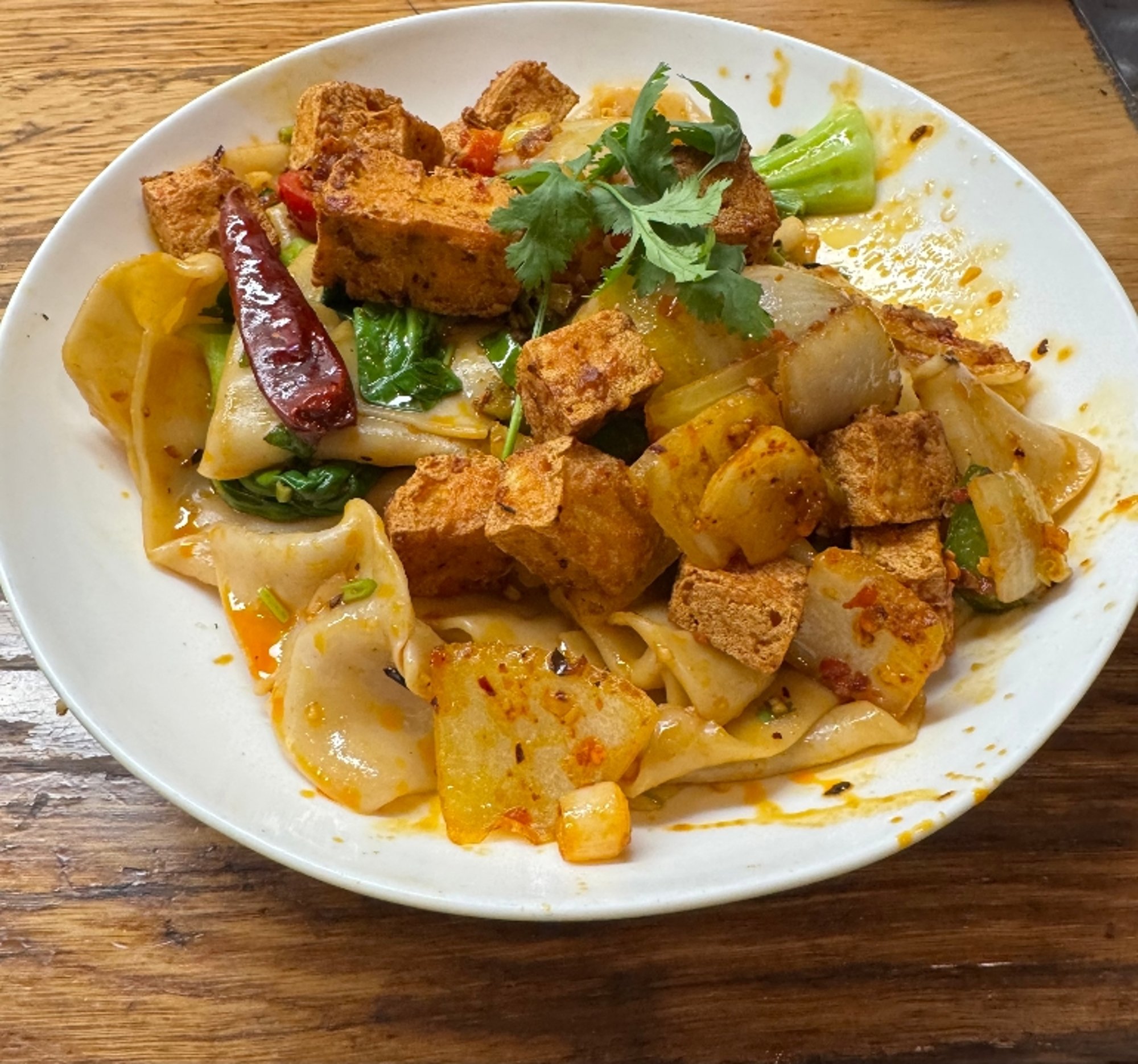 Cumin Fried Tofu Hand-Ripped Noodles