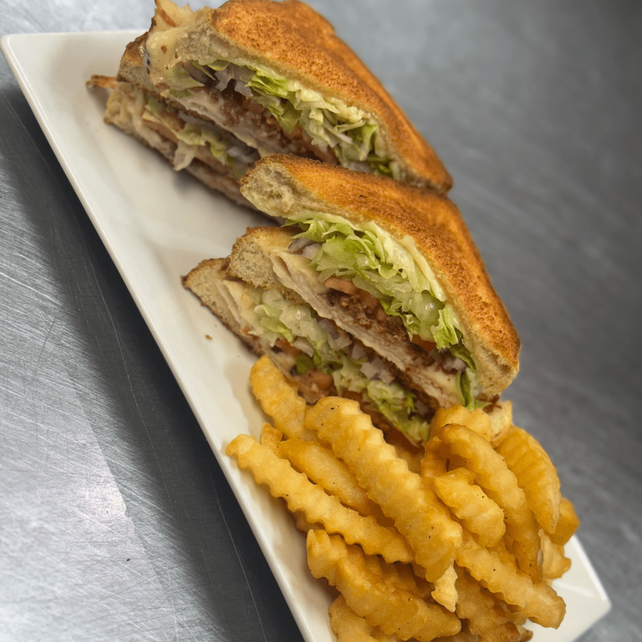 Turkey Club & French Fries