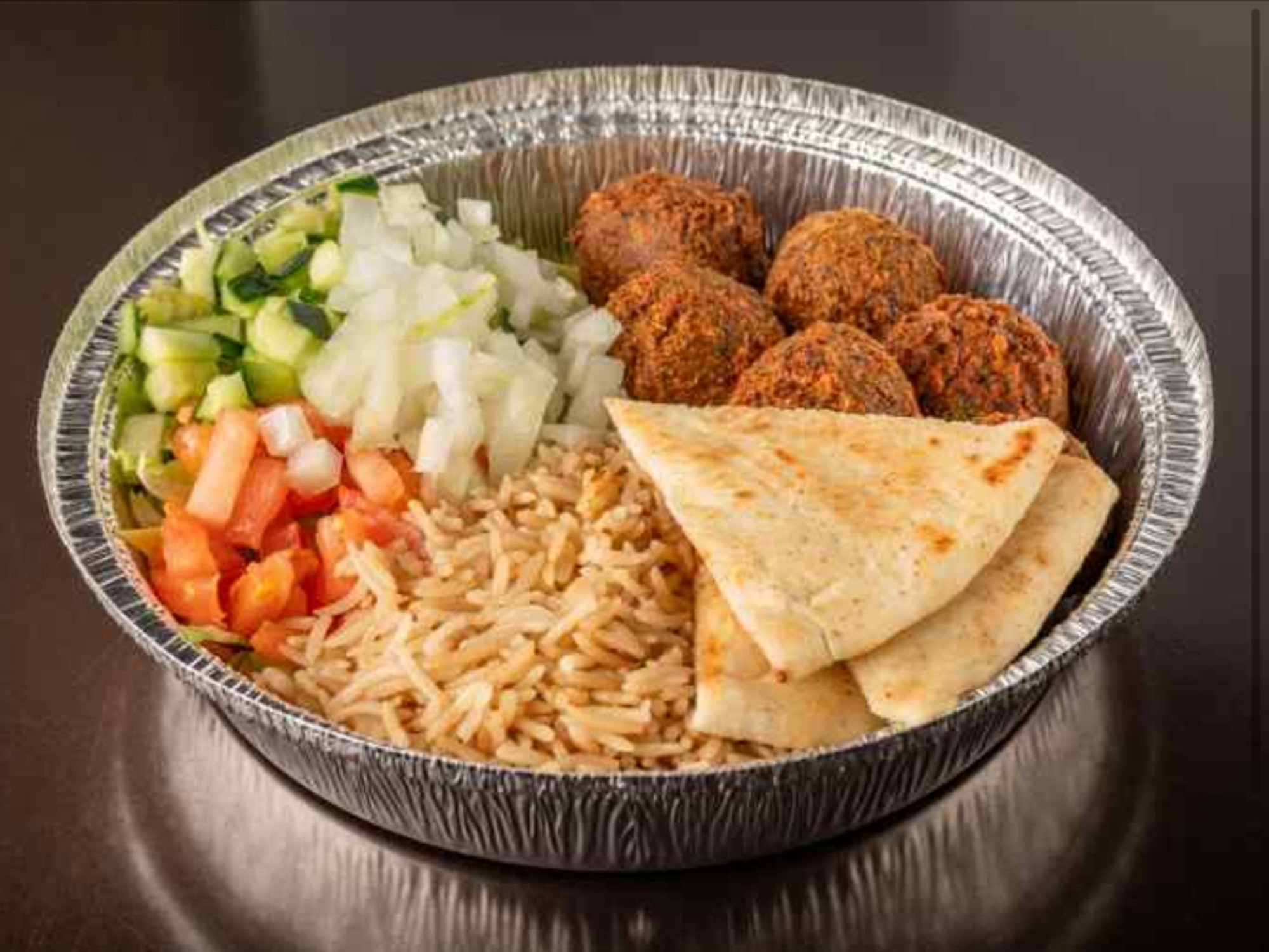 Falafel Over Rice Platter