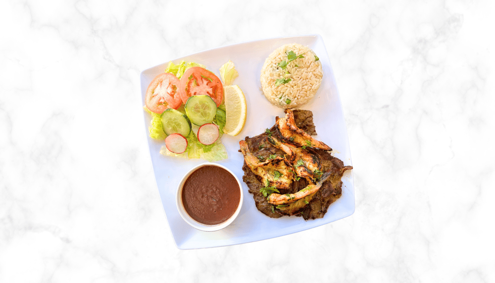Carne Asada con Camarones