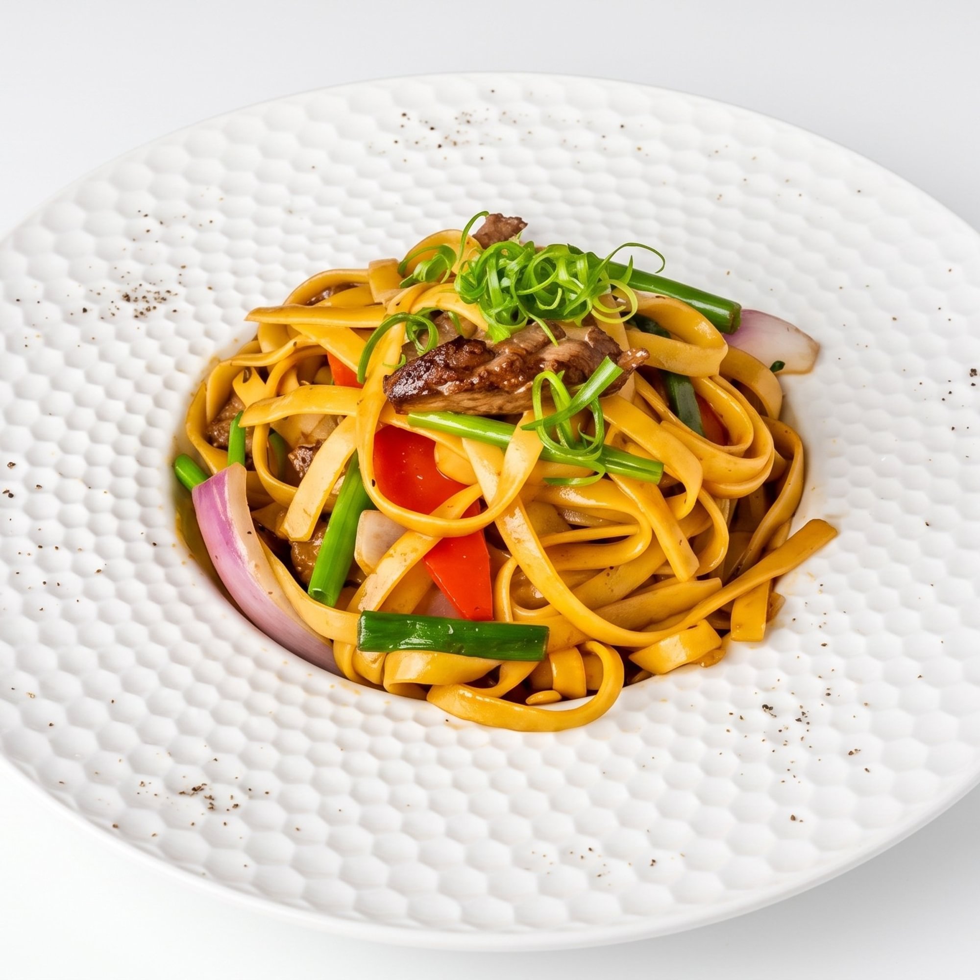 Tallarín Saltado con Carne [Stir-Fried Noodles with Beef]