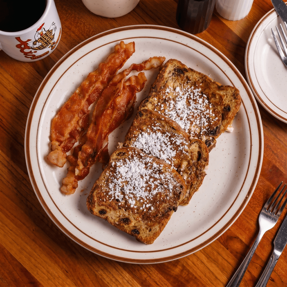 Raisin Cinnamon French Toast with Meat