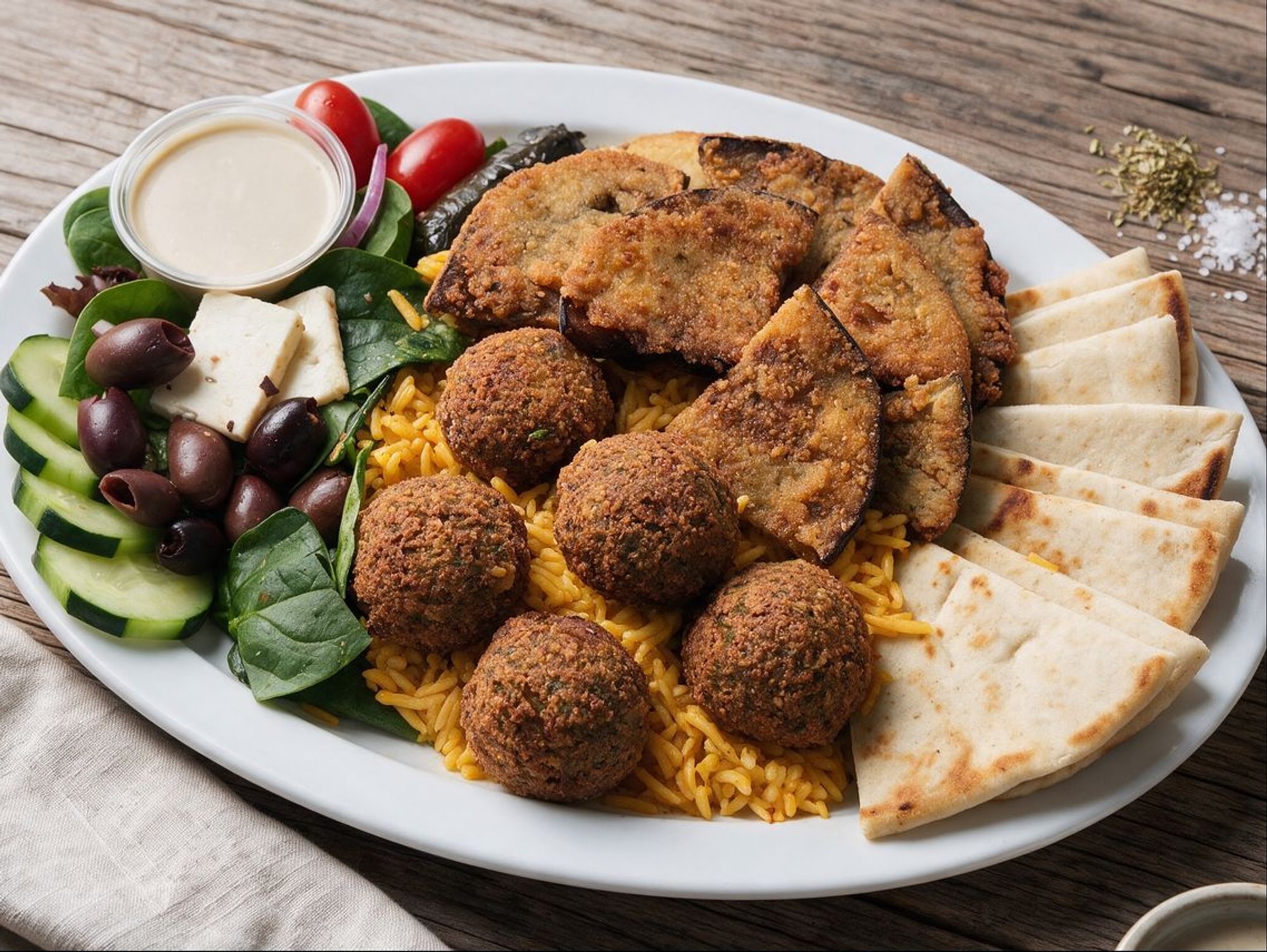 Falafels And Fried Eggplant Platter