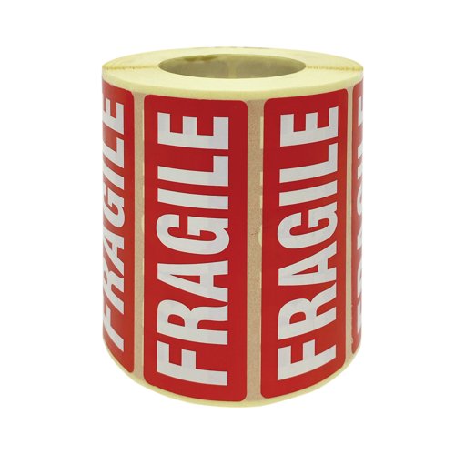 Fragile Printed Parcel Labels | 89mm x 32mm | 1000 Per Roll