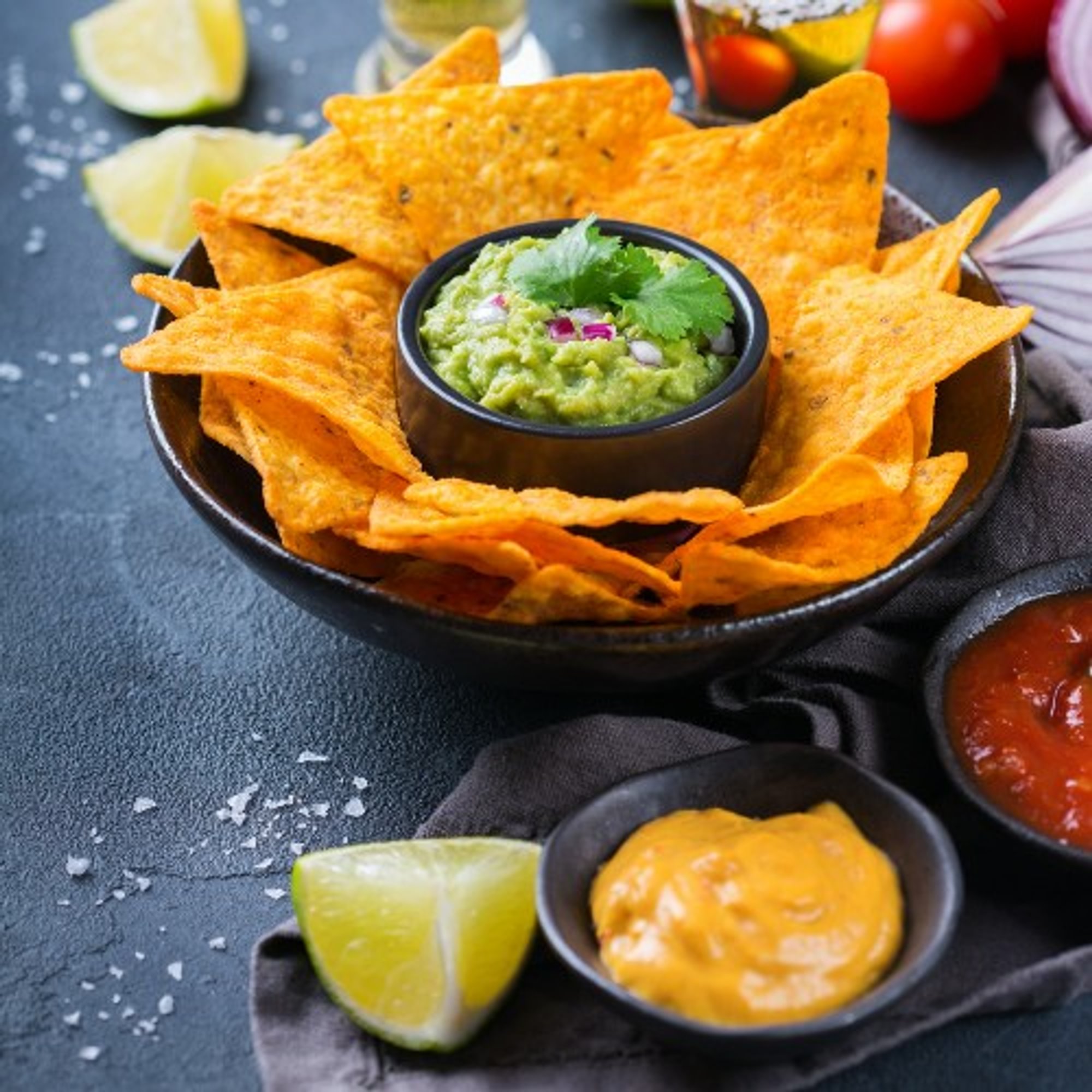 Chips with Guacamole & Cheese