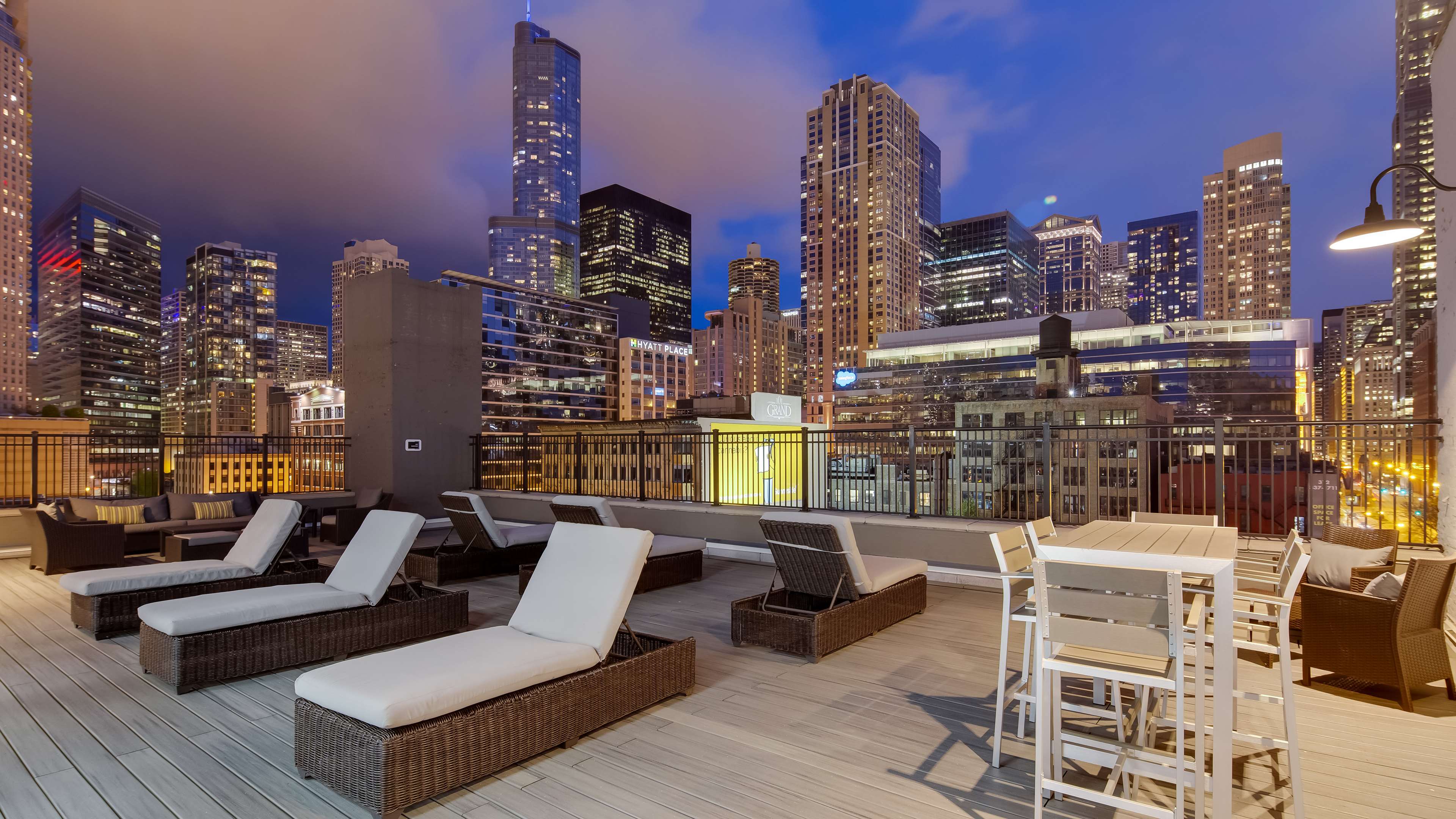 Rooftop Terrace Night City View