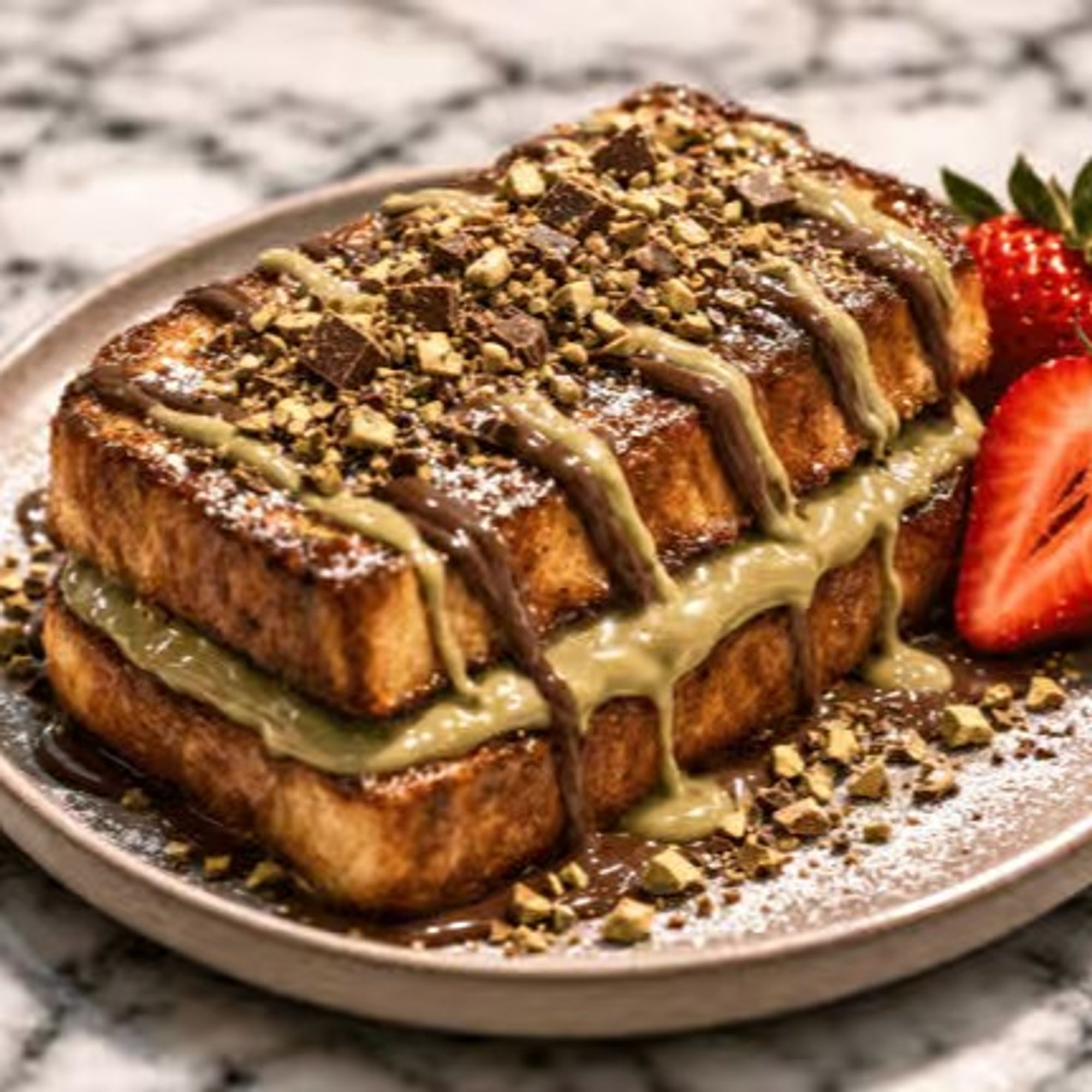 Dubai Chocolate Stuffed French Toast