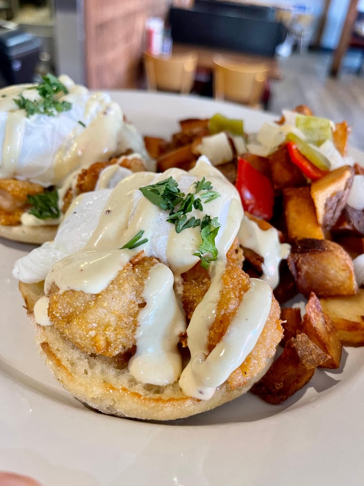 FRIED SHRIMP BENEDICT