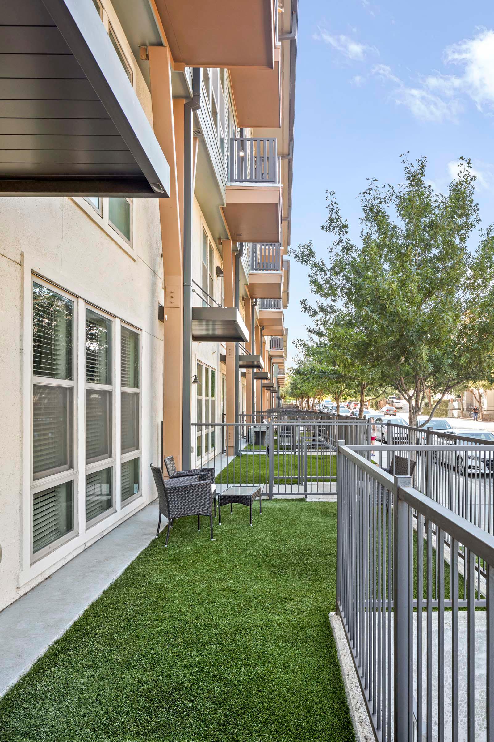 Flats townhome private yard at Camden Greenville