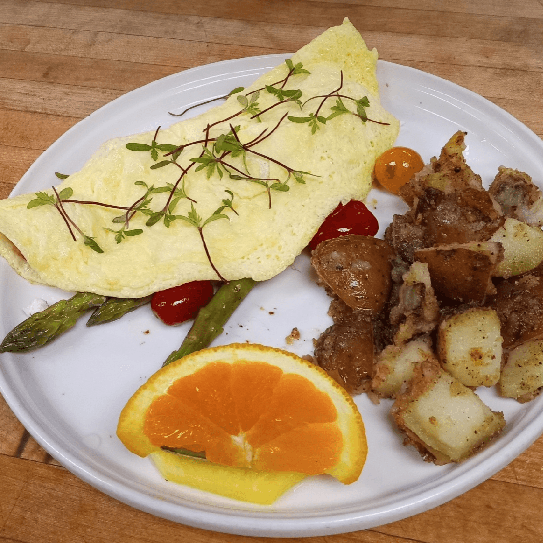 Asparagus Mushroom Tomato Omelette