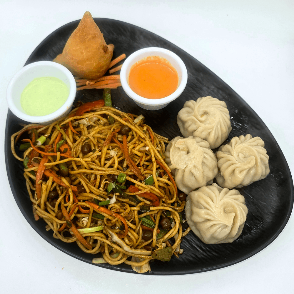 Chicken Momo & Veg Chow Mein (Lunch)